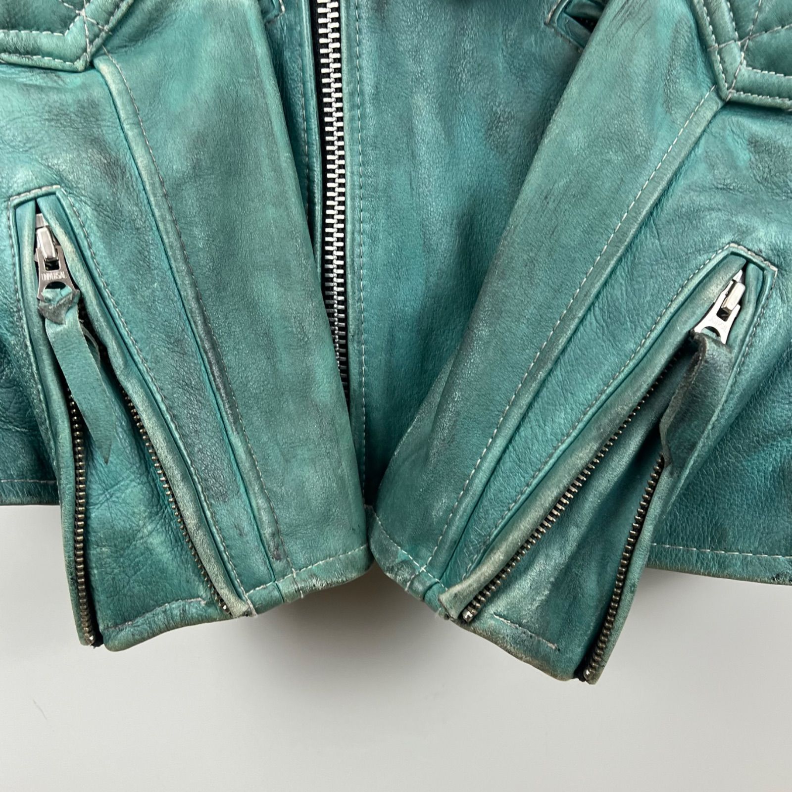 SCHOTT Grunge Leather classic racer semidouble raiders jacket XS