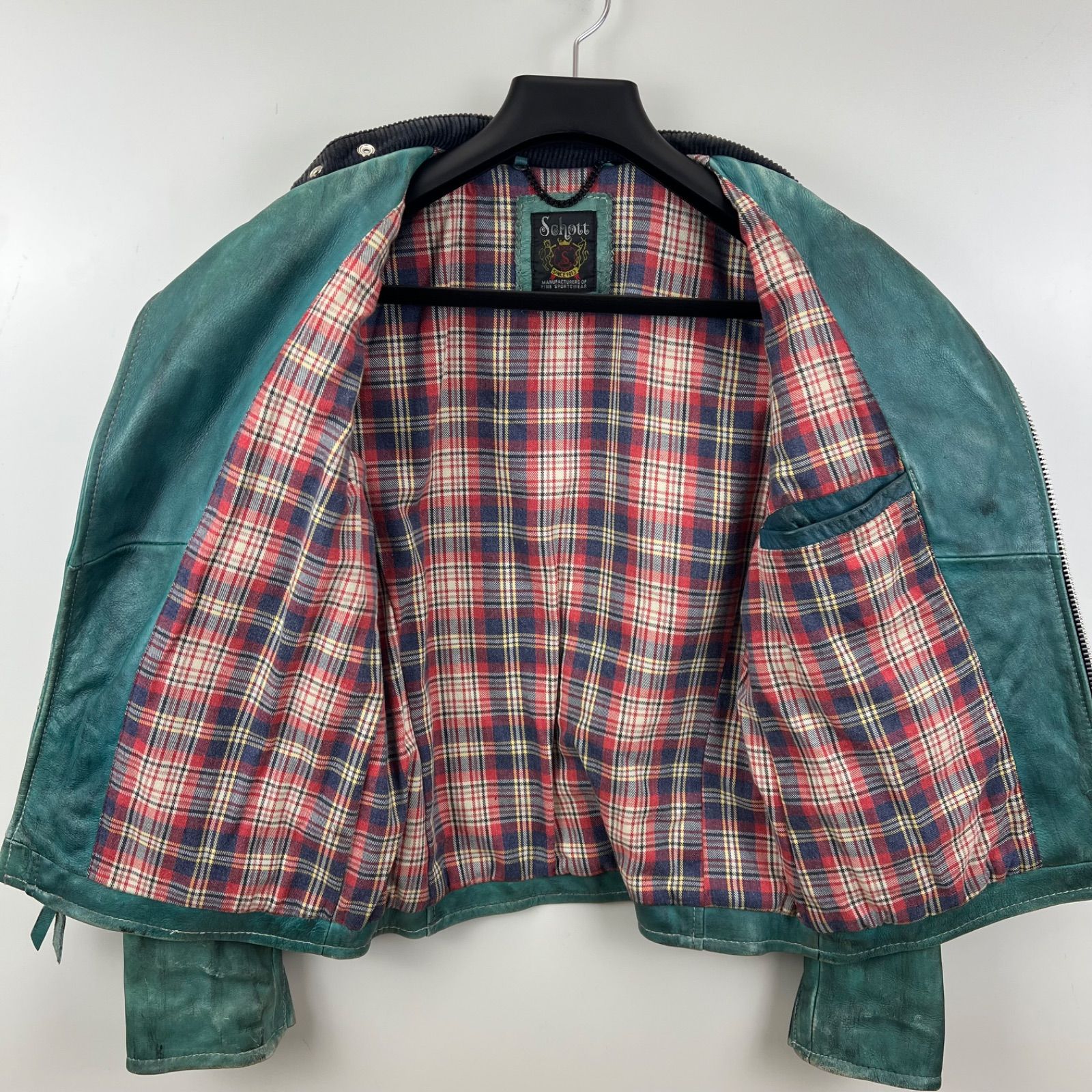 SCHOTT Grunge Leather classic racer semidouble raiders jacket XS