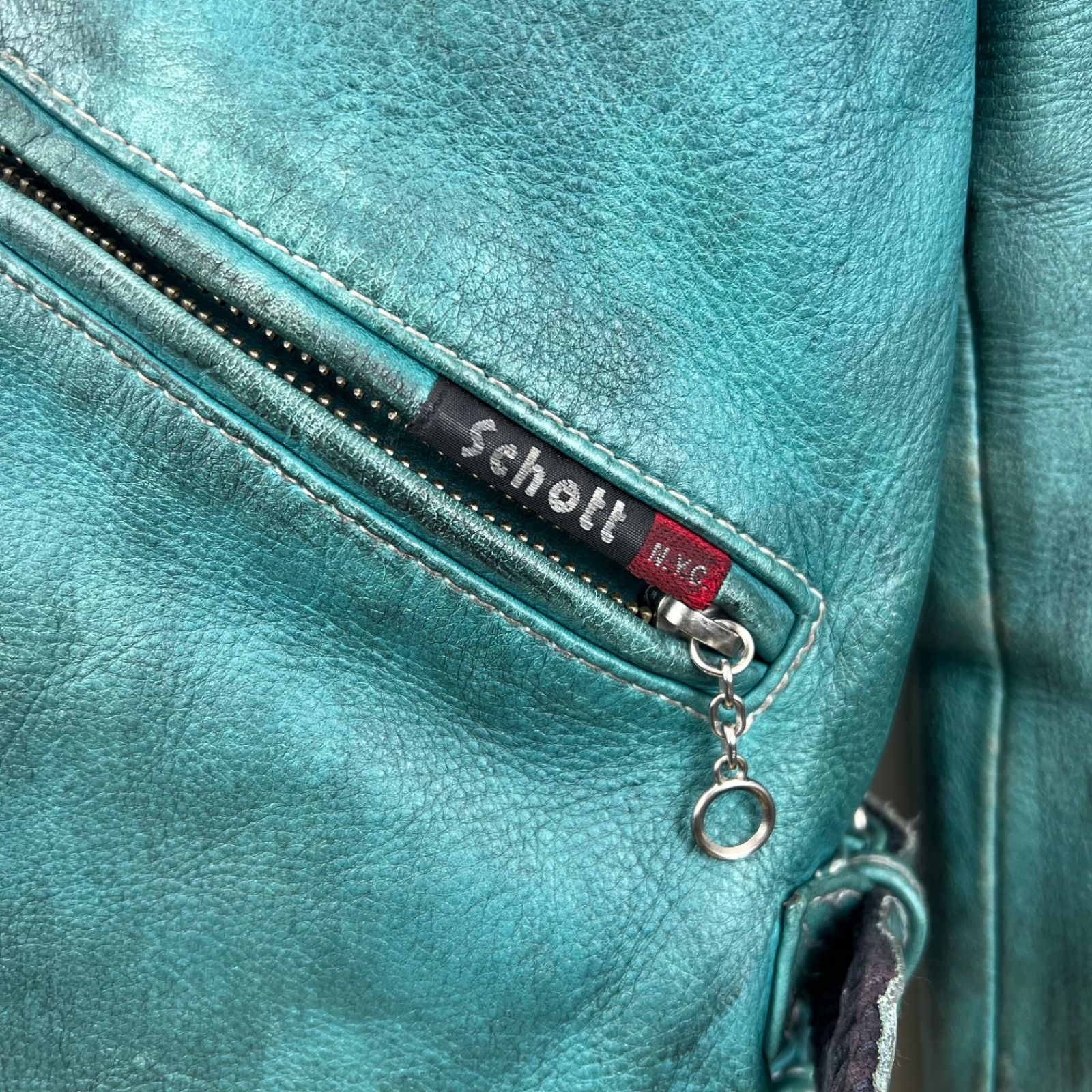 SCHOTT Grunge Leather classic racer semidouble raiders jacket XS
