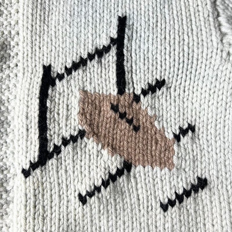 60s フットボール 総柄 フルジップ ウール カウチン ニット セーター