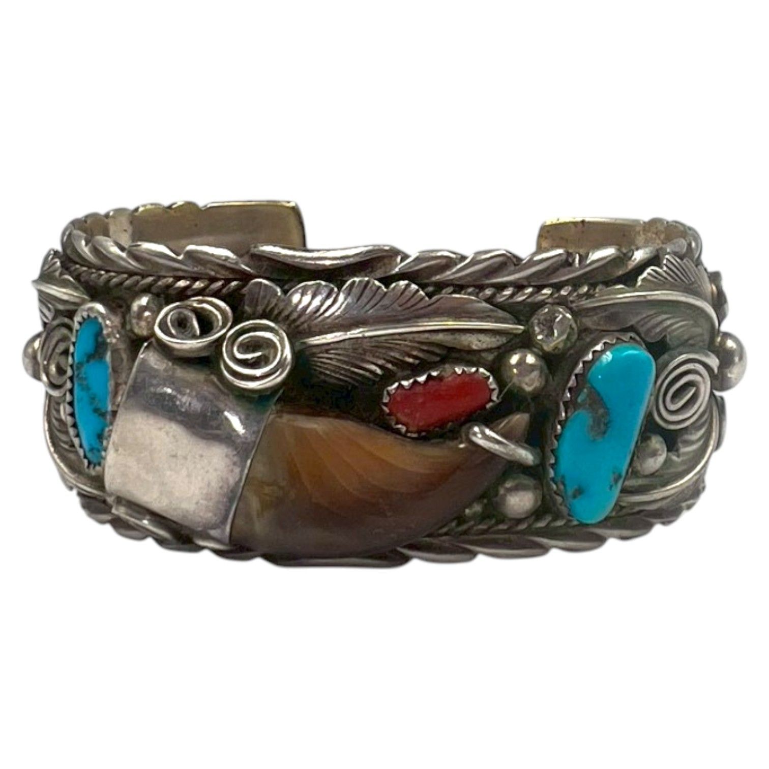 NAVAJO Mike Thomas Jr. ベアクロー×ターコイズ バングル Vintage NAVAJO Mike Thomas Jr. シルバー ベアクロー ターコイズ