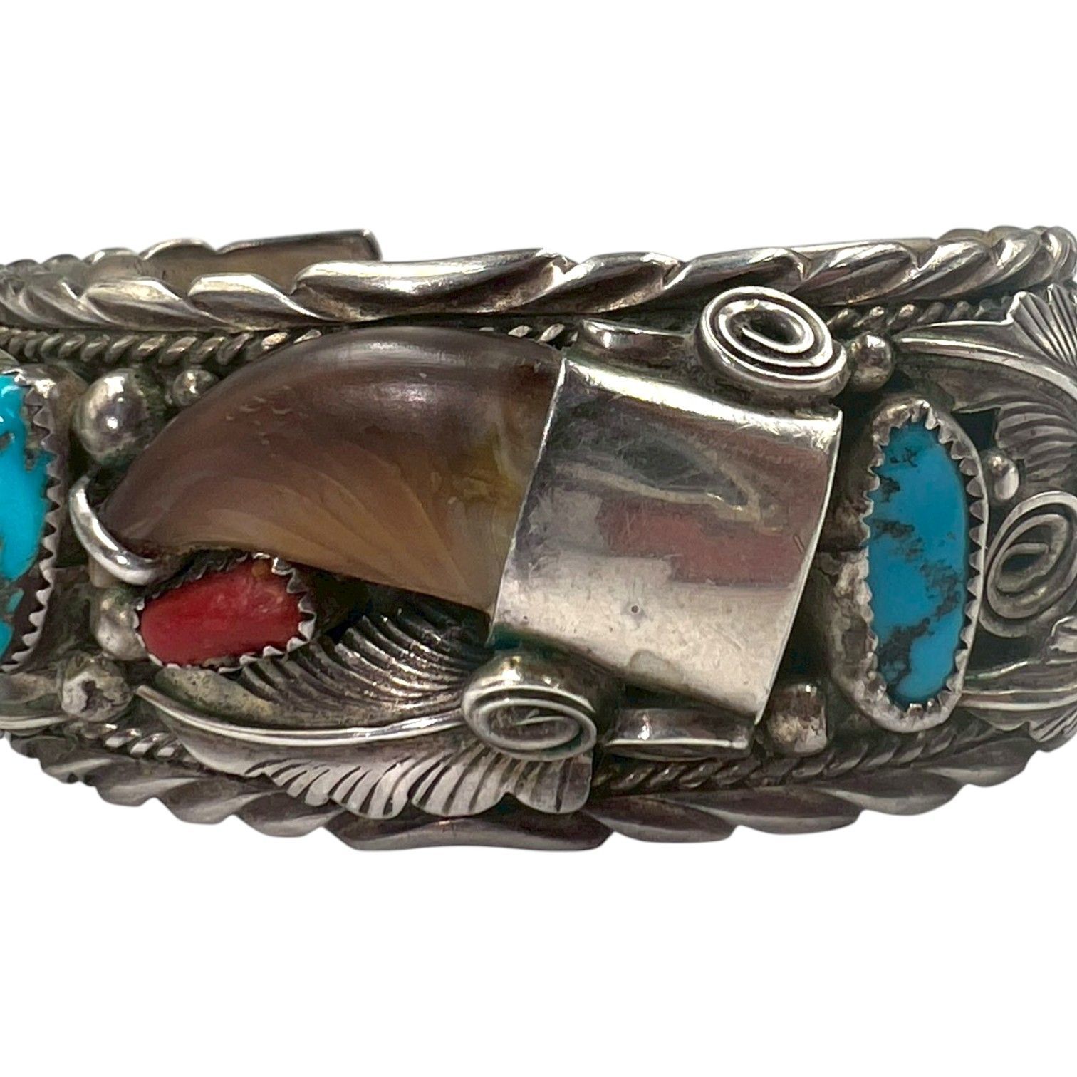 Vintage NAVAJO Mike Thomas Jr. シルバー ベアクロー ターコイズ