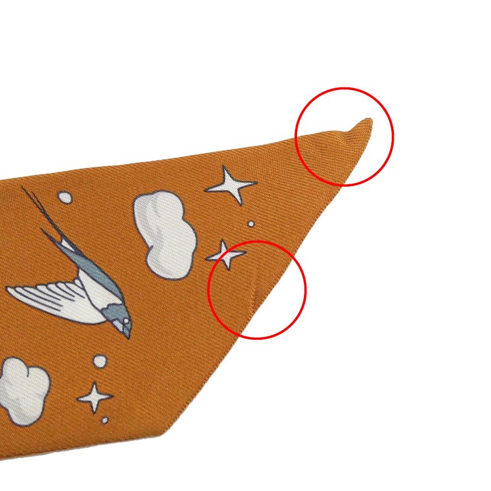 名東】エルメス ツイリー 私の雲 ブラウン系 マルチカラー シルク