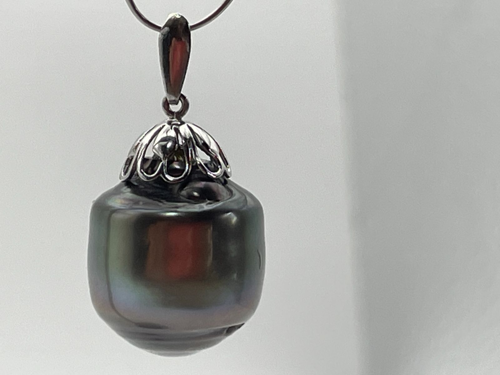 テリ 色味良し 黒蝶真珠 プラチナ Pt900刻印 ペンダントトップ 大玉