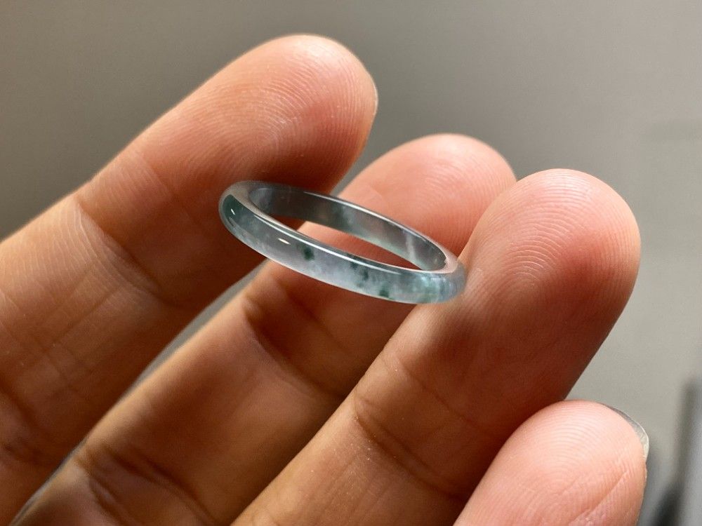 L15-144 細身 上品 高氷種 10.0号 水色花青 グアテマラ産 A貨 本翡翠