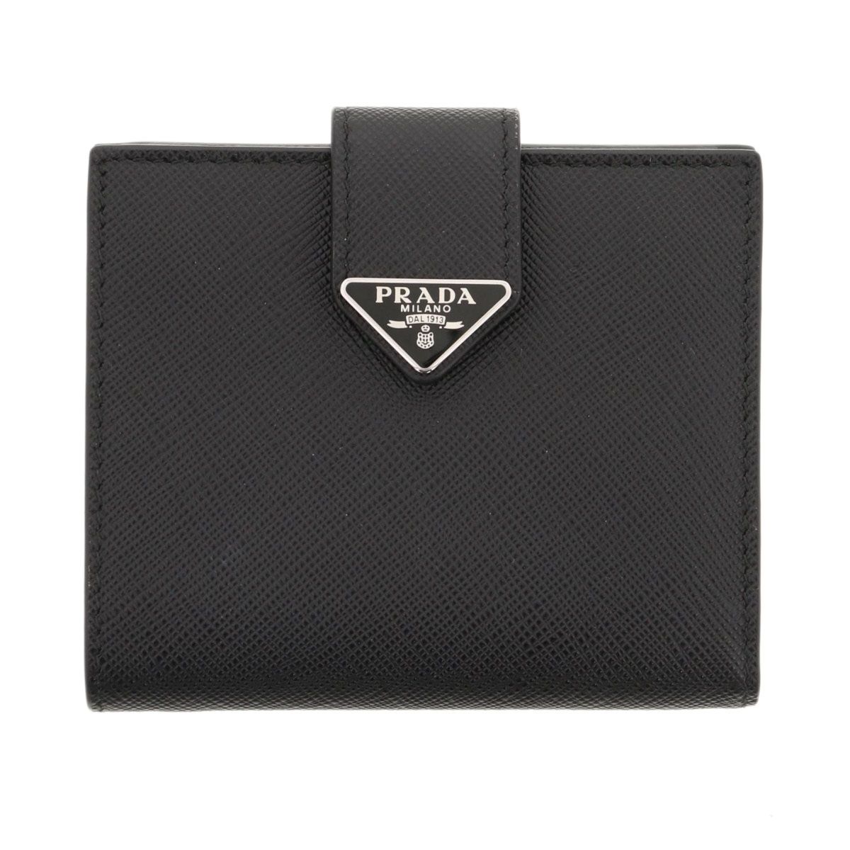 PRADA プラダ サフィアーノ タブ 二つ折り財布 2MO008_2DYG メンズ レザー ブラック 中古
