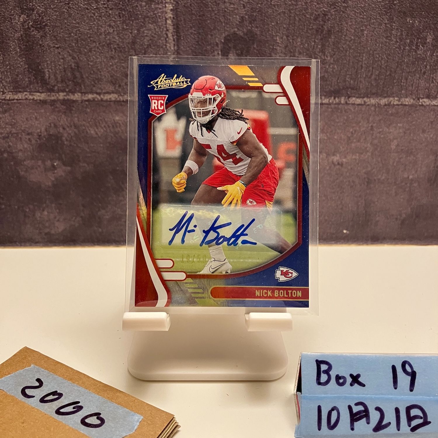 2021 Panini Absolute Nick Bolton 19/50 直筆サインカード KANSAS