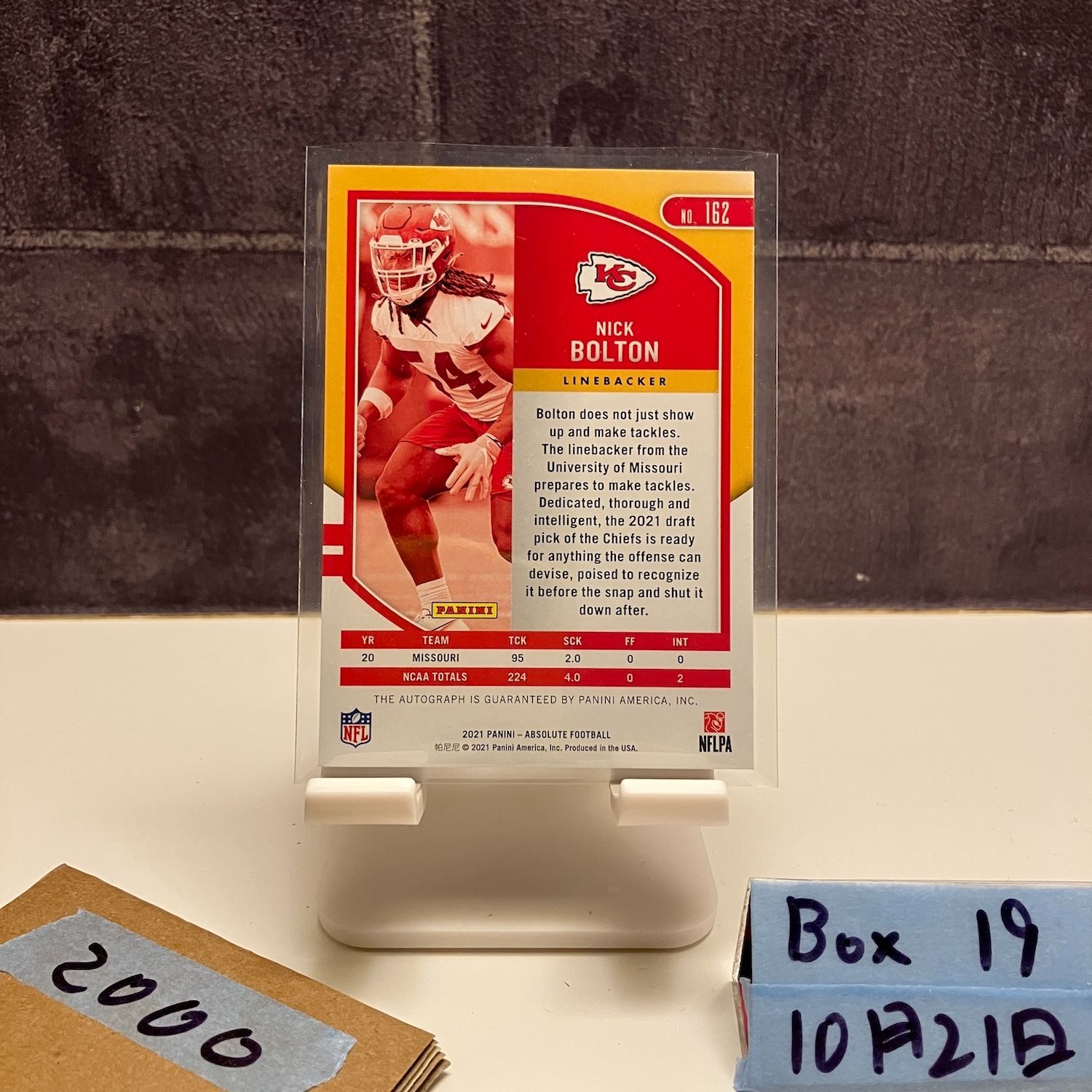 2021 Panini Absolute Nick Bolton 19/50 直筆サインカード KANSAS