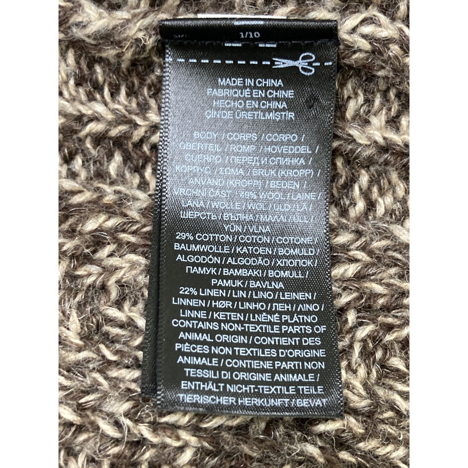 RRL ダブルアールエル ﾌﾞﾗｳﾝ ｳｰﾙ×ｺｯﾄﾝ×ﾘﾈﾝ ｼｮｰﾙｶﾗｰ ｹｰﾌﾞﾙﾆｯﾄｶｰﾃﾞｨｶﾞﾝ