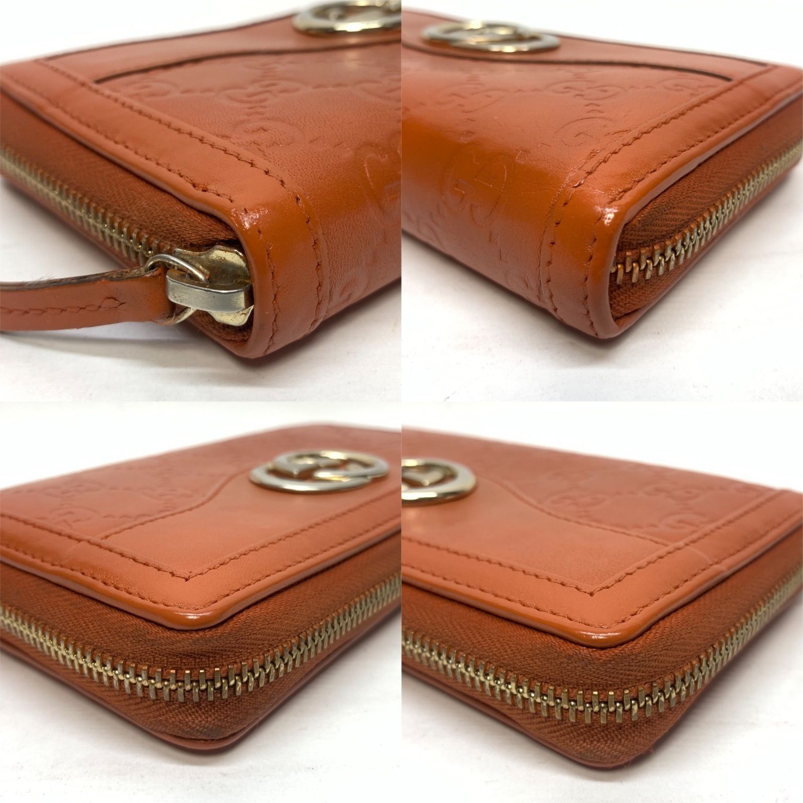 3036 GUCCI グッチ 長財布 インターロッキング レザー オレンジ系