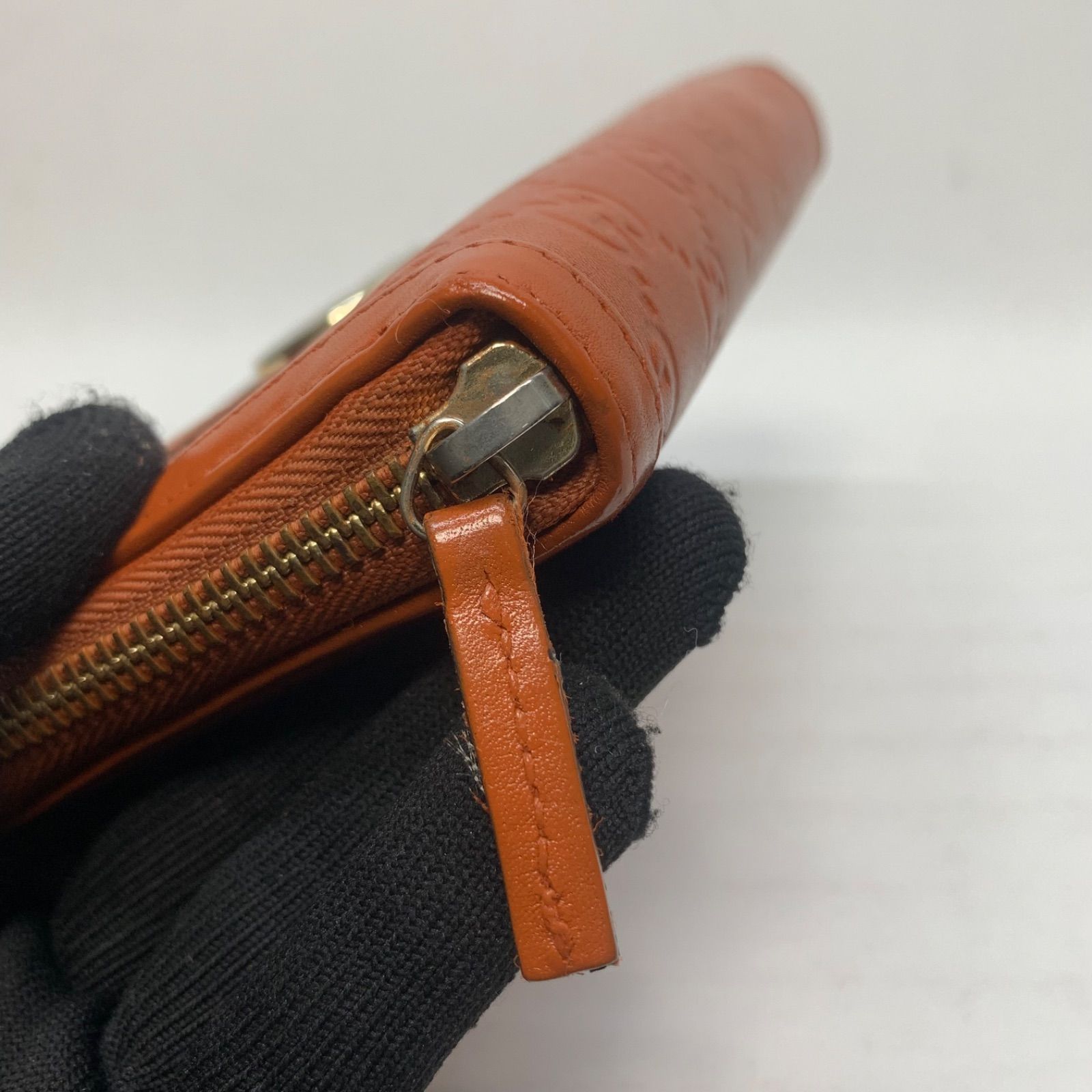美品✨グッチ 長財布 オーガナイザー インターロッキング オレンジ レザー 3036 GUCCI グッチ 長財布 インターロッキング レザー オレンジ系