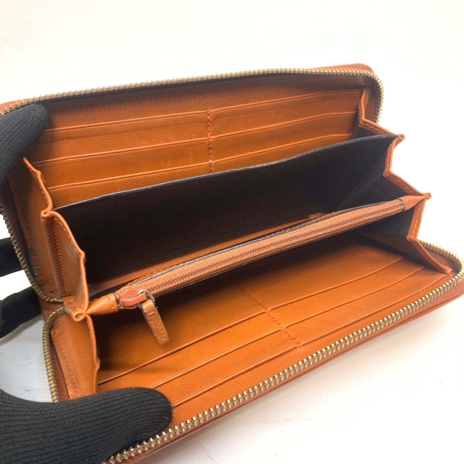 3036 GUCCI グッチ 長財布 インターロッキング レザー オレンジ系