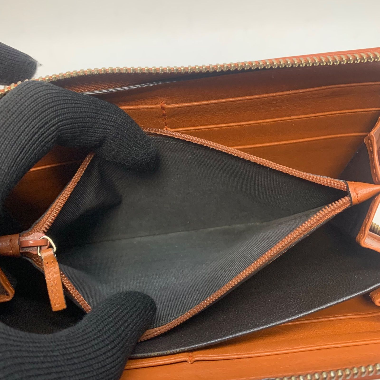 3036 GUCCI グッチ 長財布 インターロッキング レザー オレンジ系 