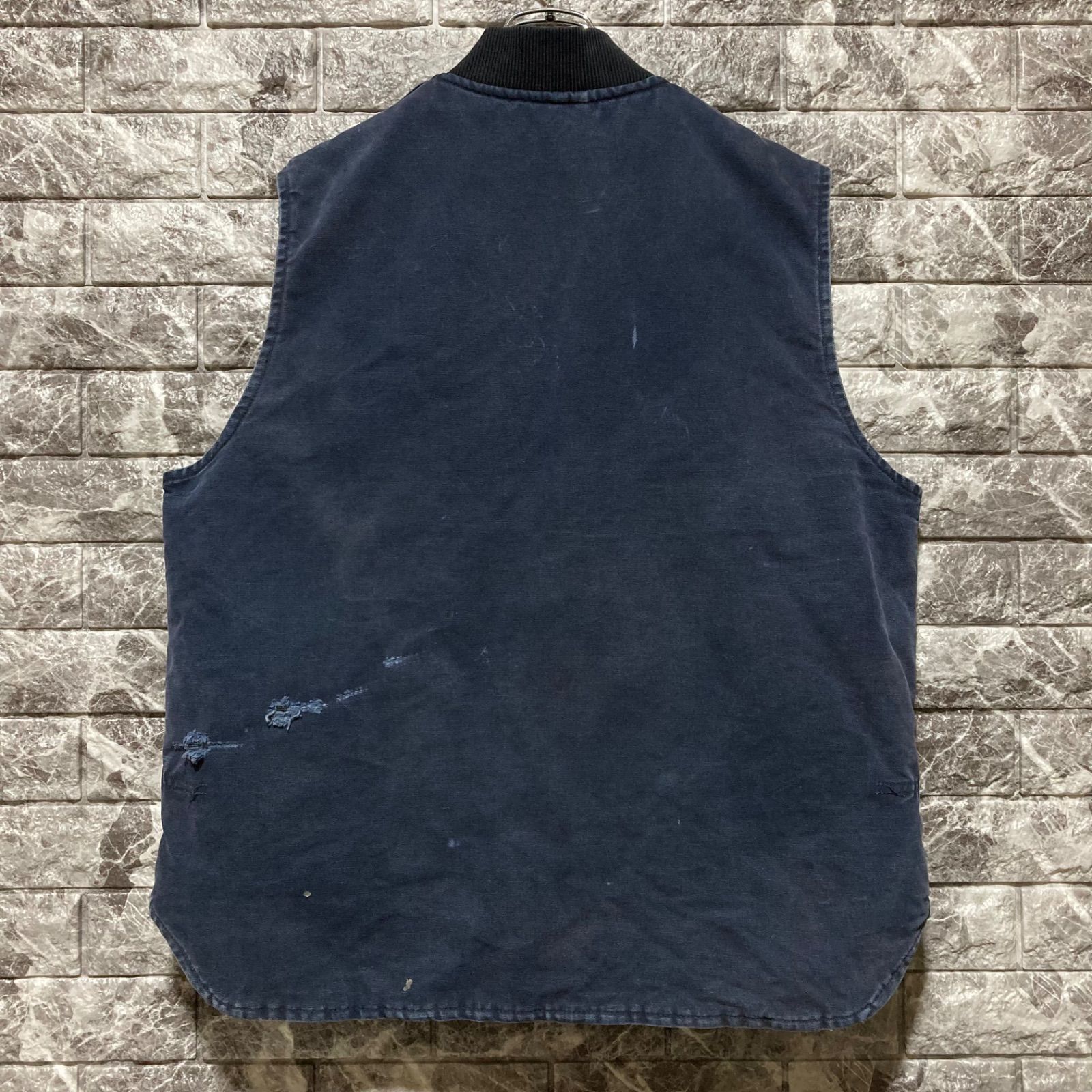 CARHARTT ダックベスト ネイビー USA製 XL 腰ゴム カーハート DUCK