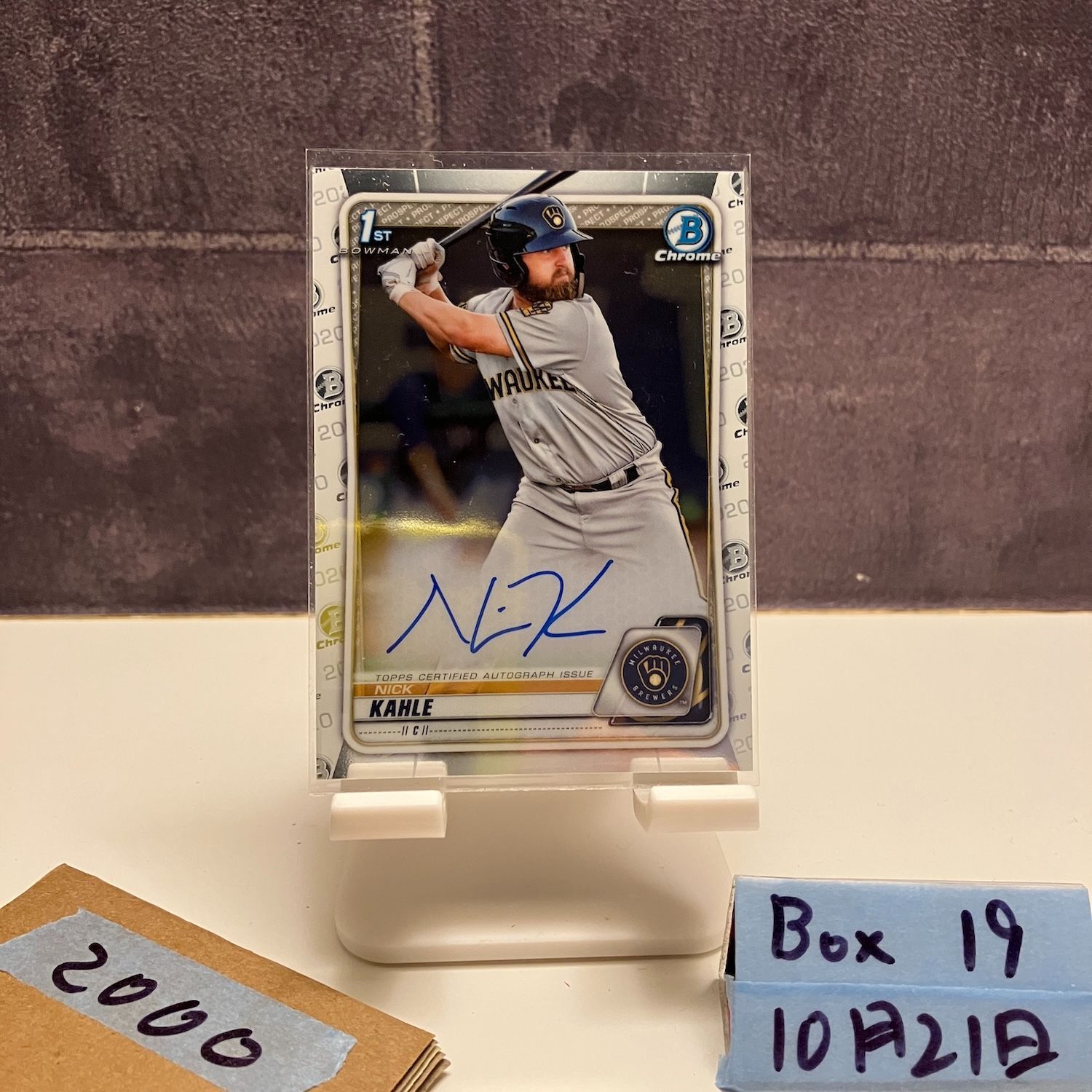 2020 Topps 1st Bowman Chrome Nick Kahle 直筆サインカード MILWAUKEE