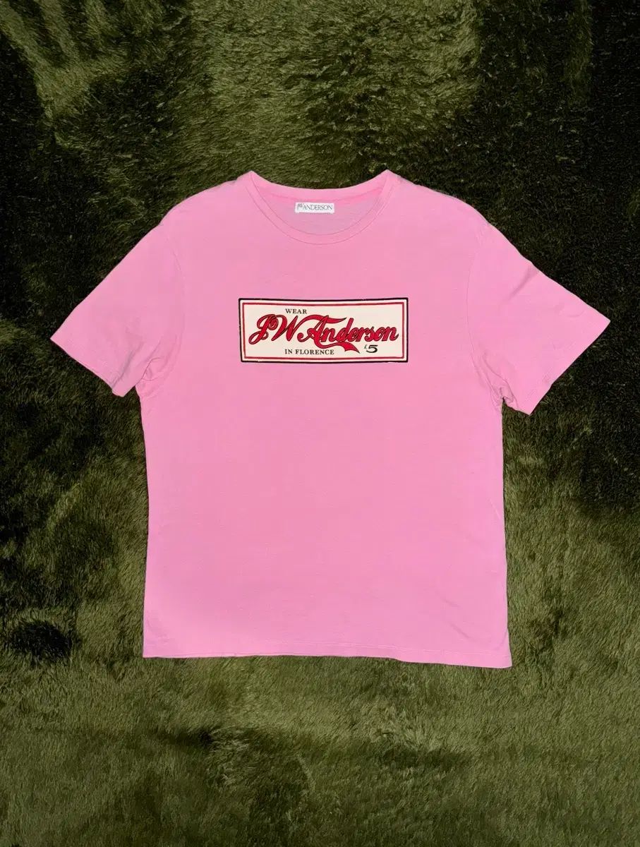 L JW Kinloch Anderson(キンロックアンダーソン) 18SS クラック プリント ソフト Touch Tシャツ ピンク