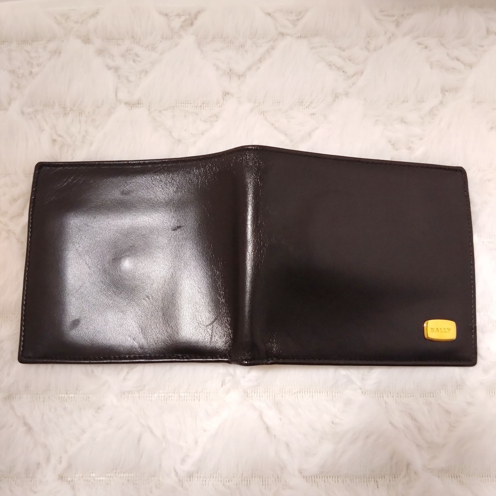 極美品】BALLY バリー 二つ折り財布 レザー ブラック ゴールド金具