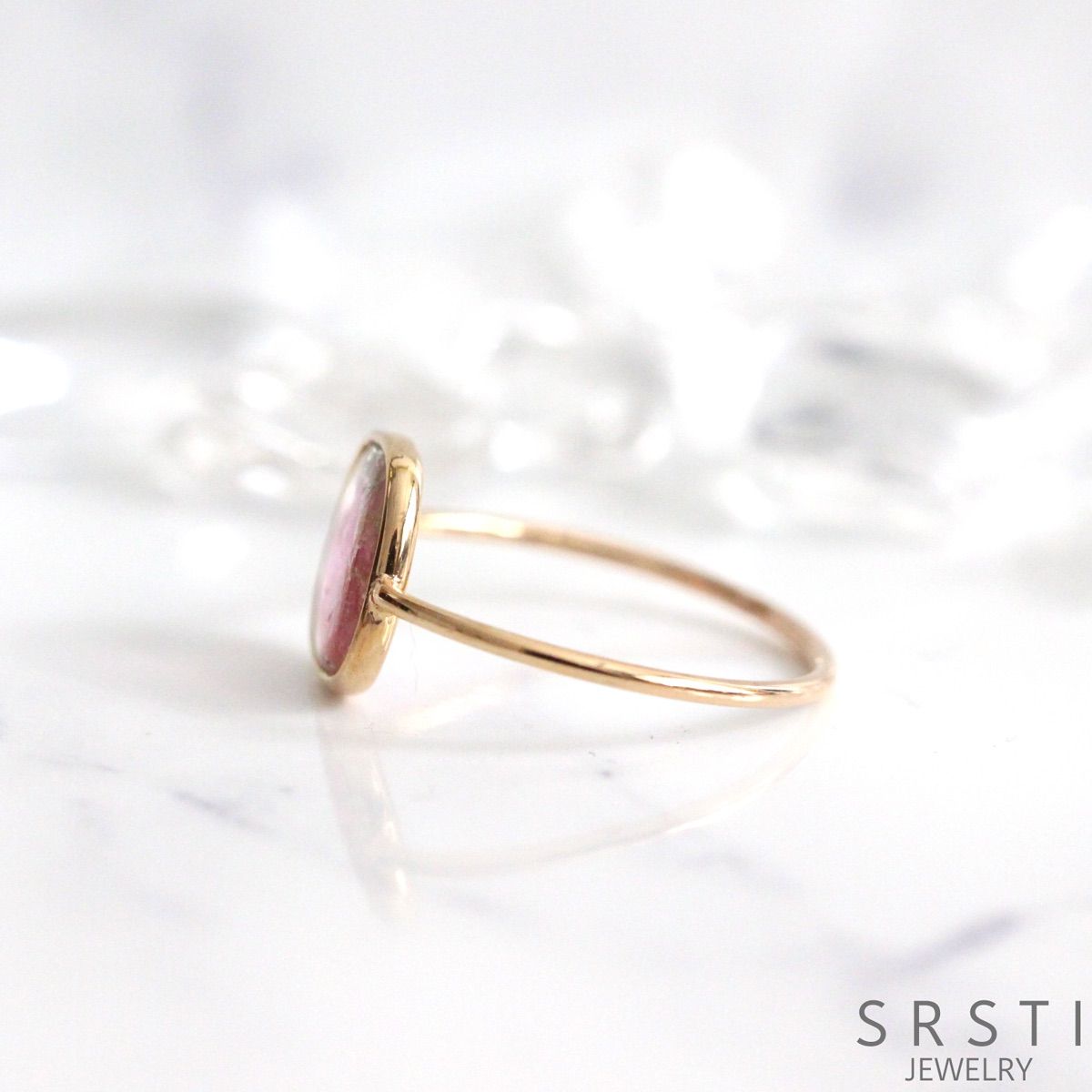 ウォーターメロントルマリンK14YGリング - メルカリ