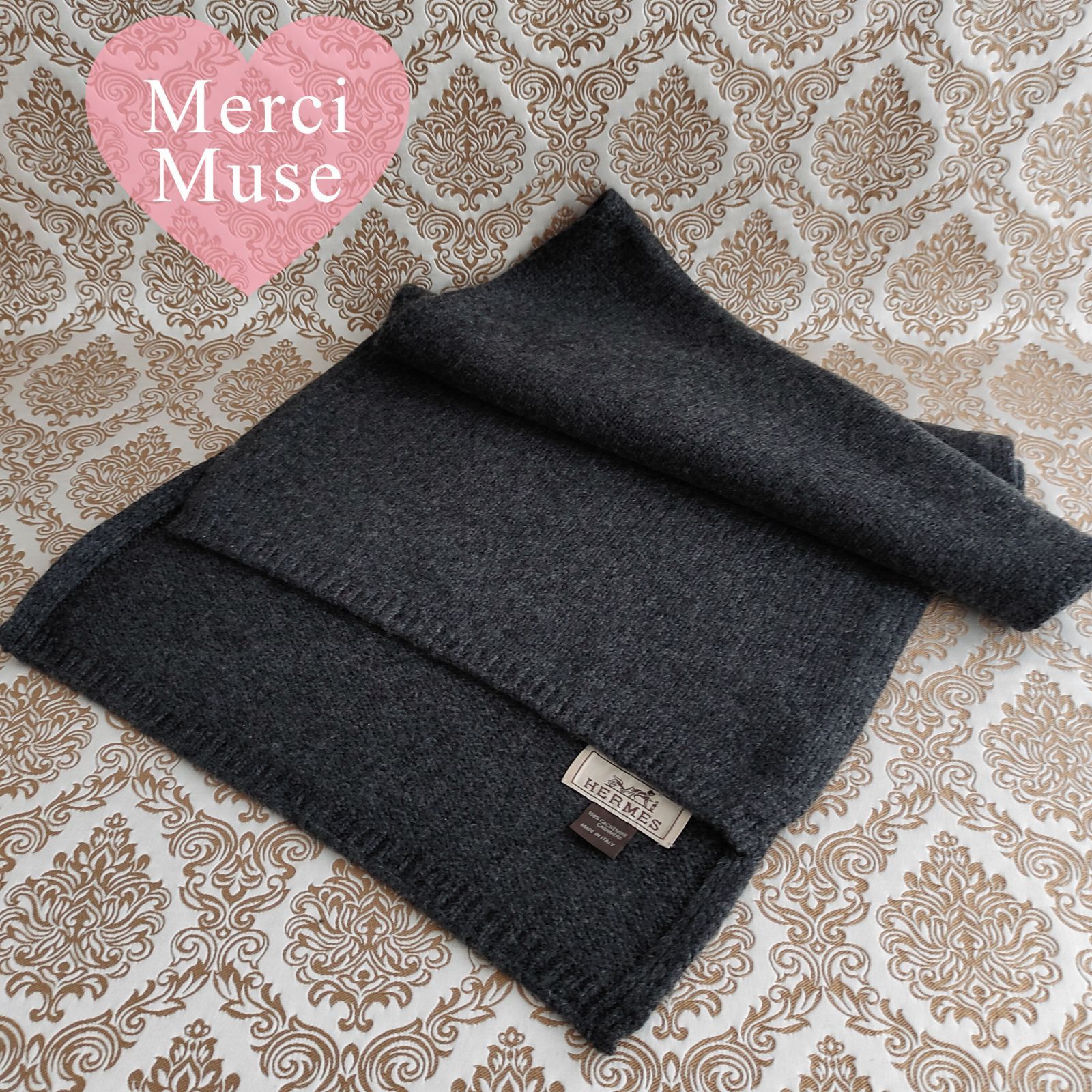 ❤お得なお品❤クリーニング済 カシミヤマフラー グレー エルメス