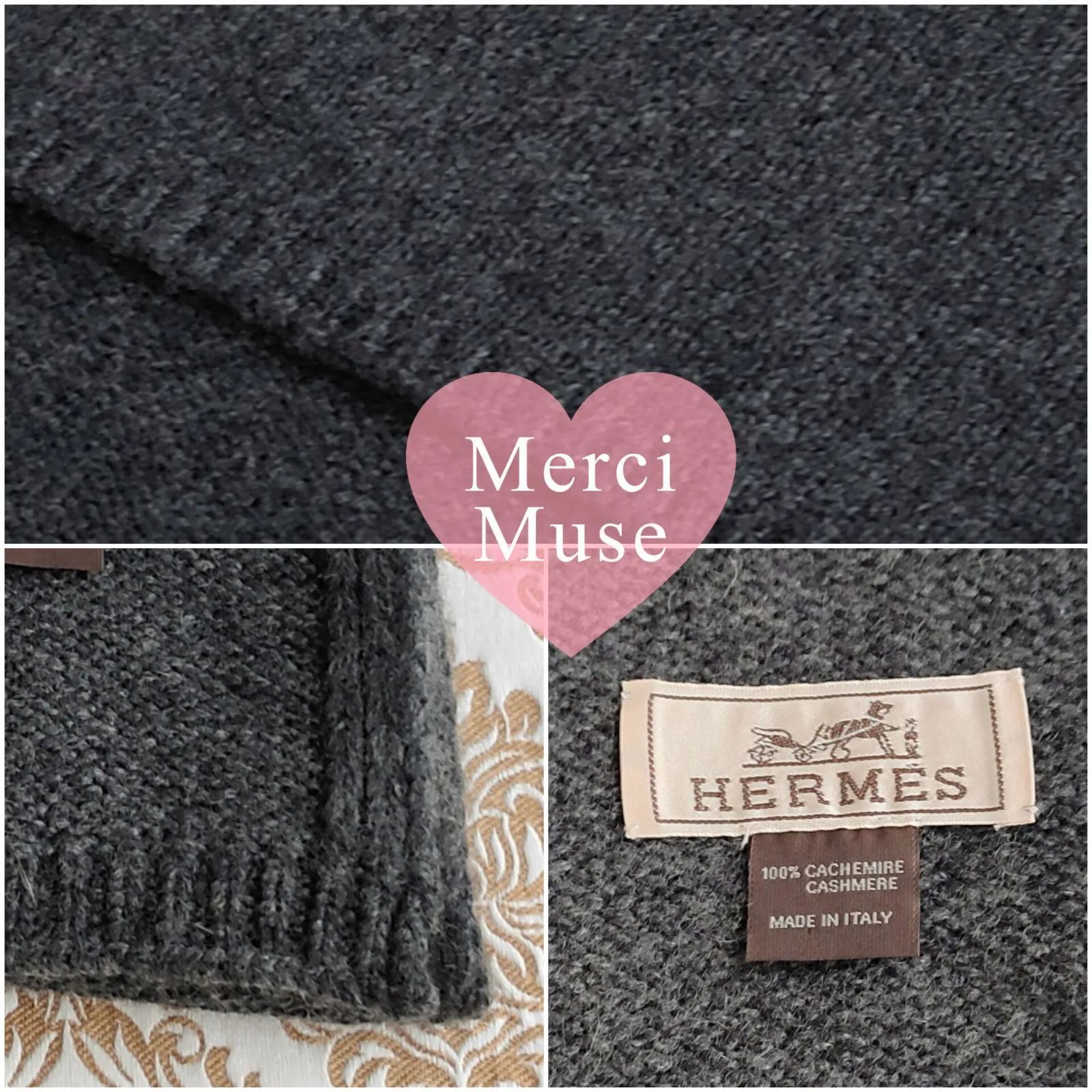 ❤お得なお品❤クリーニング済 カシミヤマフラー グレー エルメス