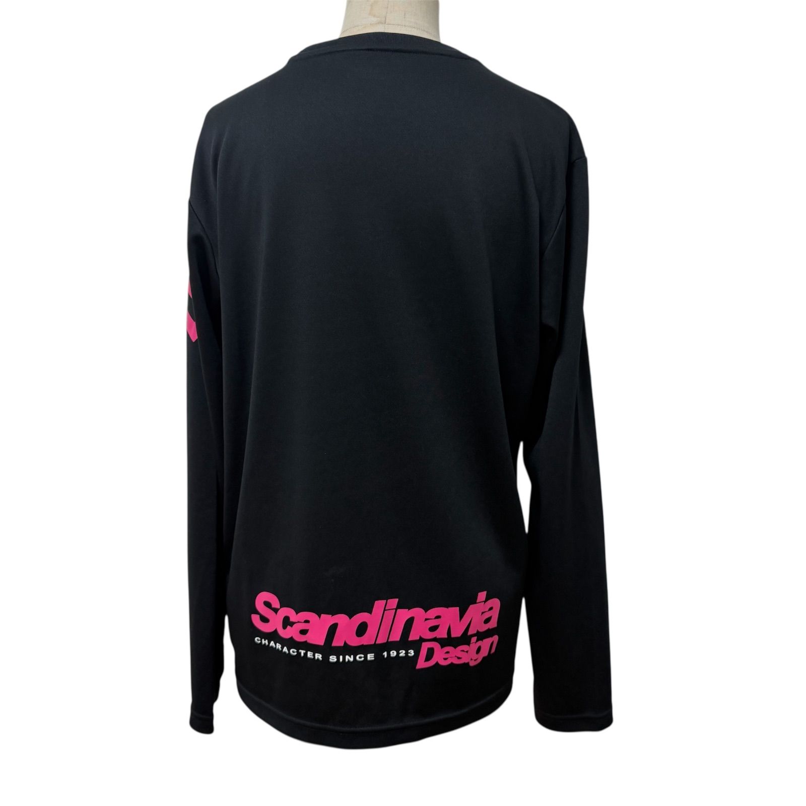 hummel ヒュンメル ロンT 長袖 Tシャツ M 黒 ピンク デカロゴ