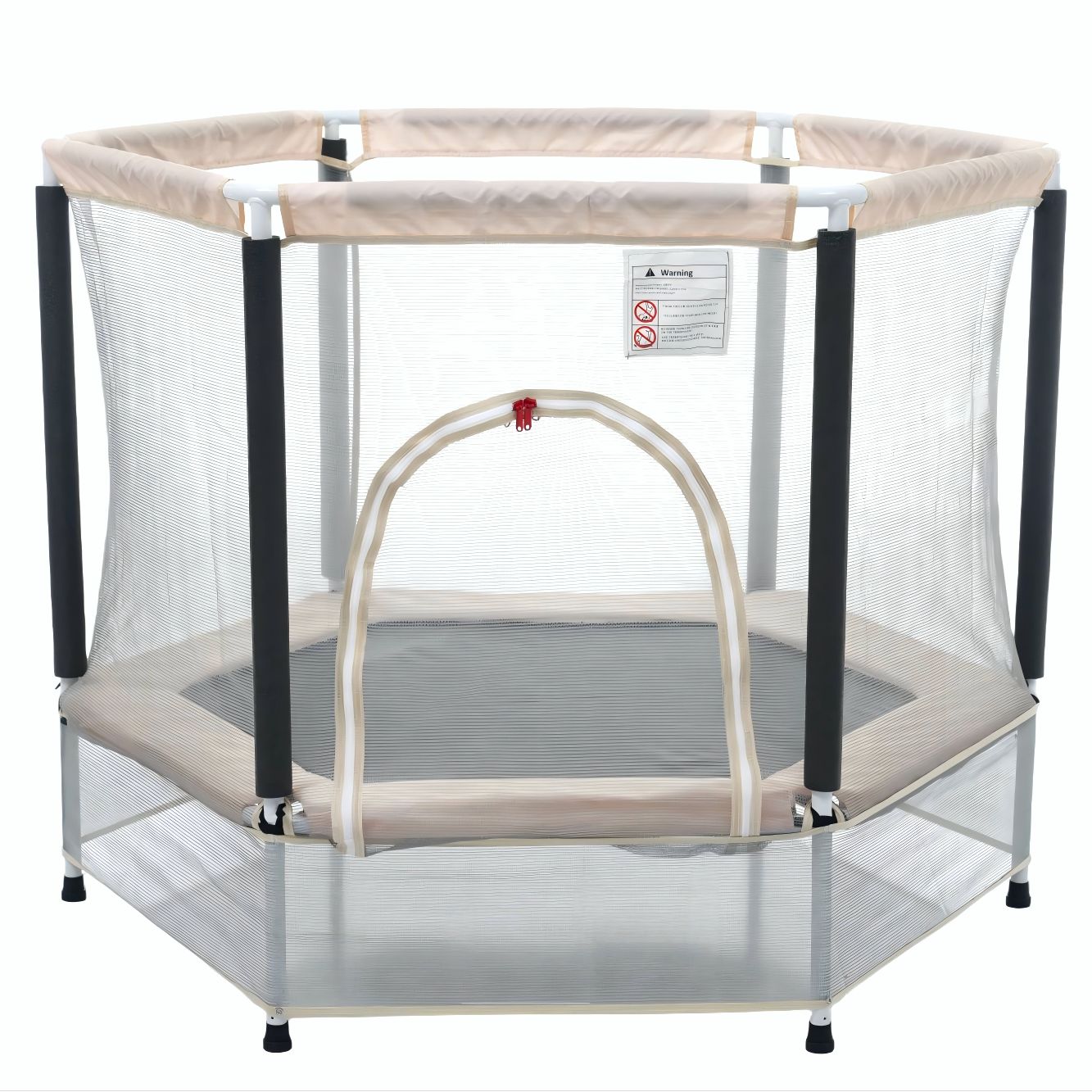 ベージュ】トランポリン 子供用 ベビーサークル 安全ネット付き 安全