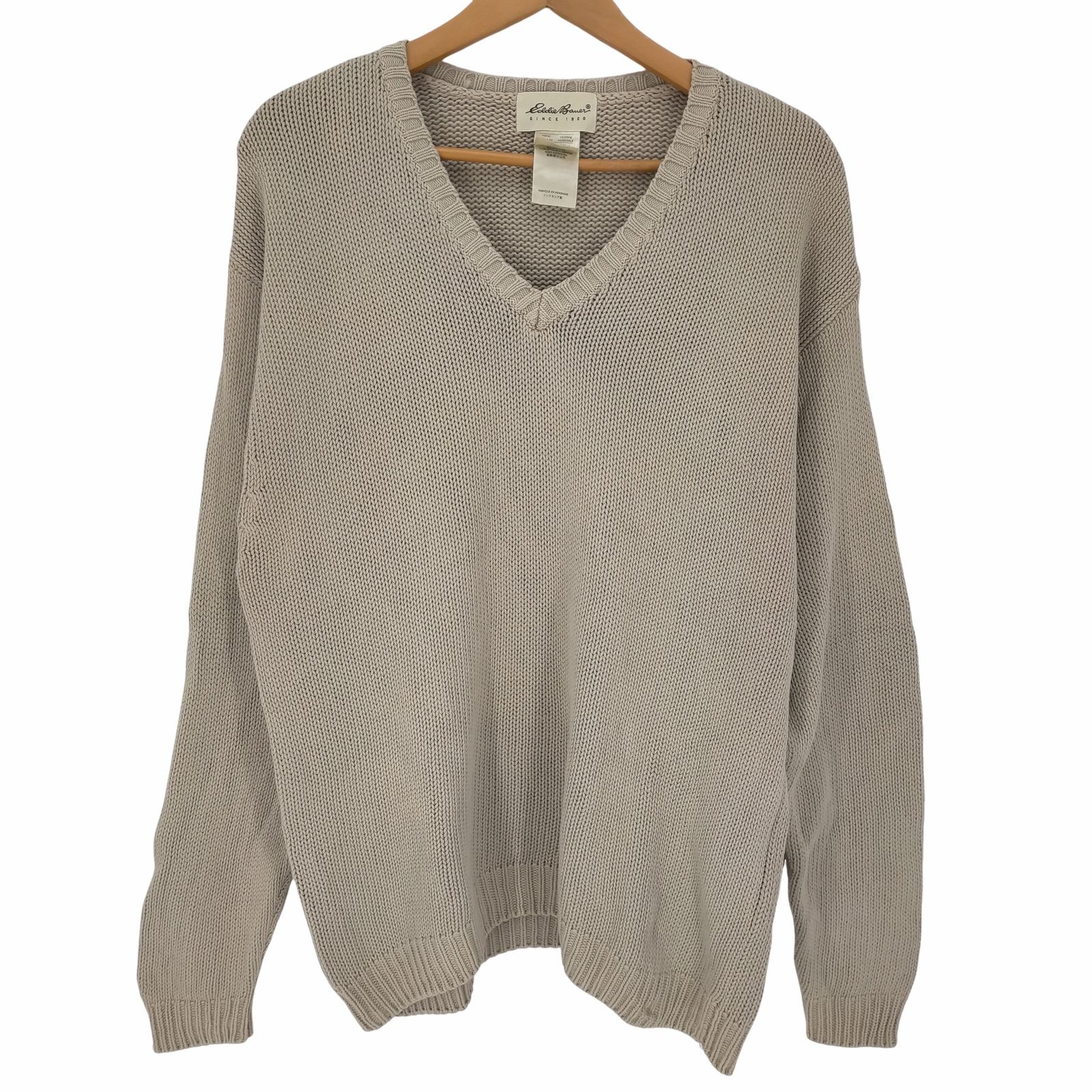 エディーバウアー Eddie Bauer 90S 白タグ Vネック コットン ニット