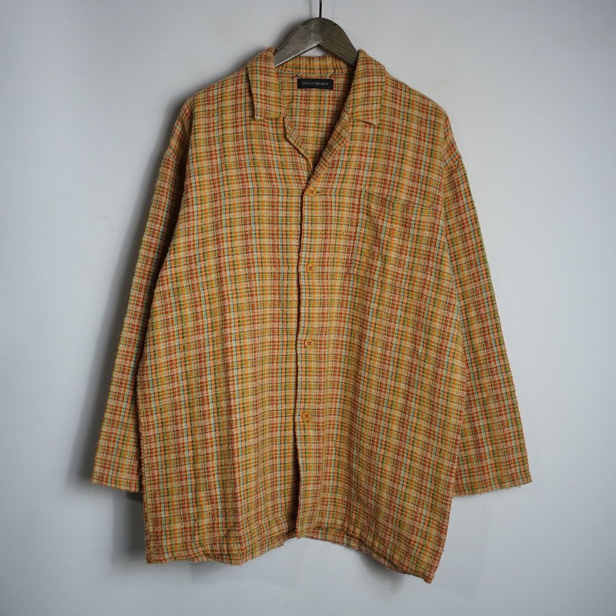 Yves Saint Laurent チェック柄ジャケット　イブサンローラン イブ サンローラン ヴィンテージ YSLロゴ ブルゾン チェック柄 薄手