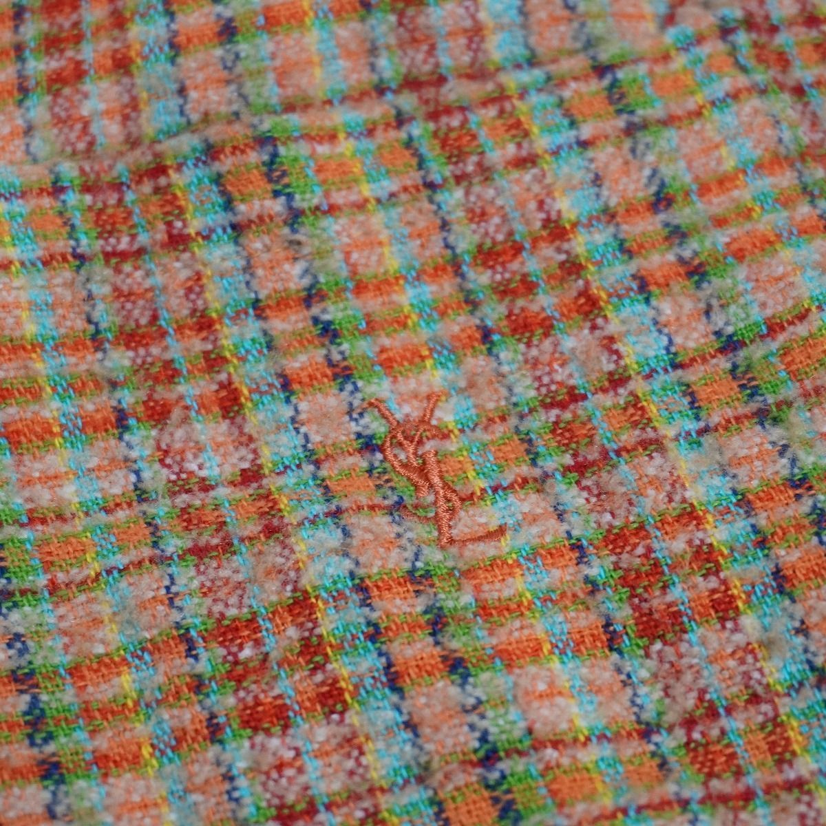 Yves Saint Laurent チェック柄ジャケット　イブサンローラン イブ サンローラン ヴィンテージ YSLロゴ ブルゾン チェック柄 薄手