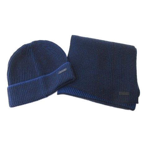 ヒューゴボス 最も安い HUGO BOSS ニット帽 ビーニー マフラー 2点