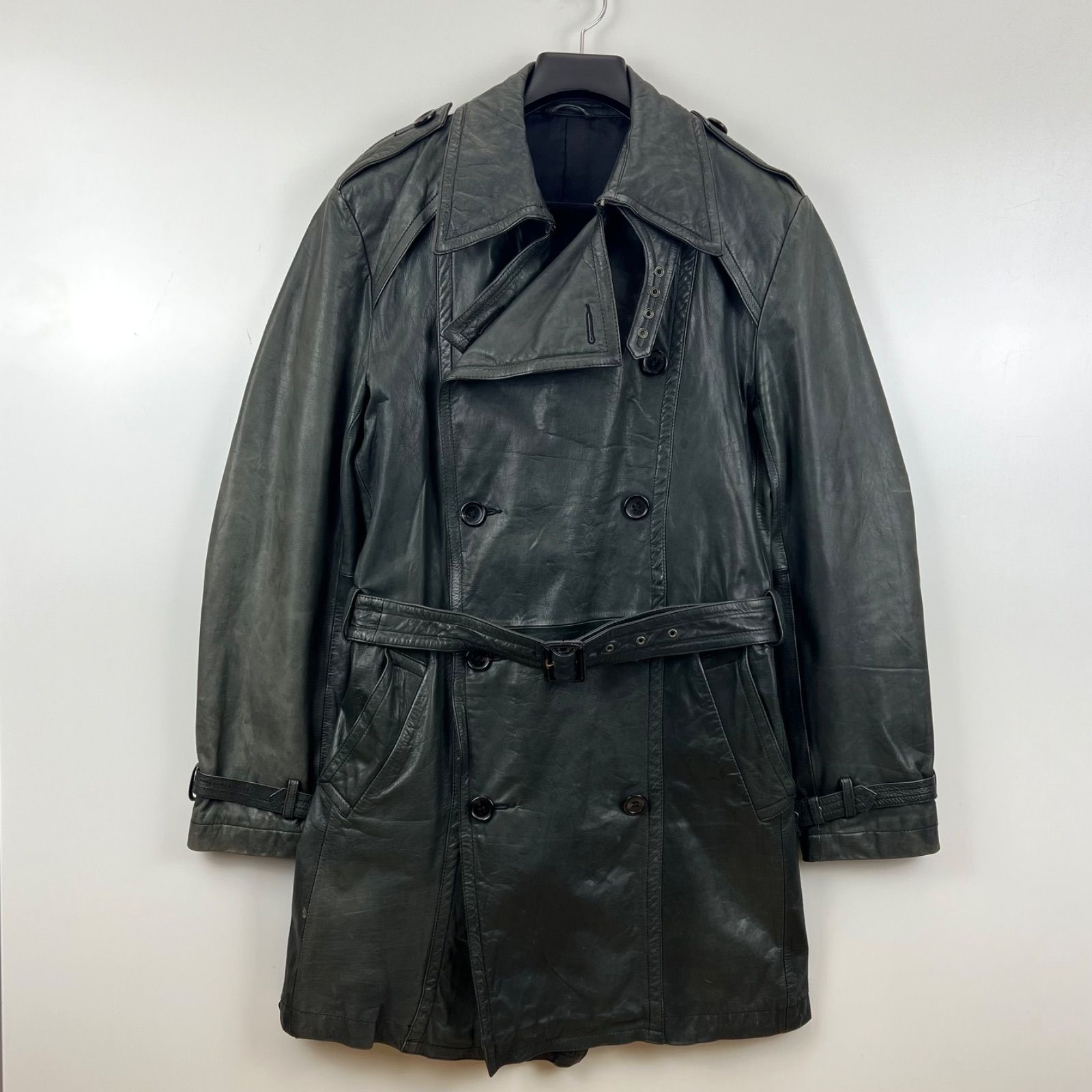 SHELLAC 00s y2k archive Leather trench coat 48 L シェラック レザー