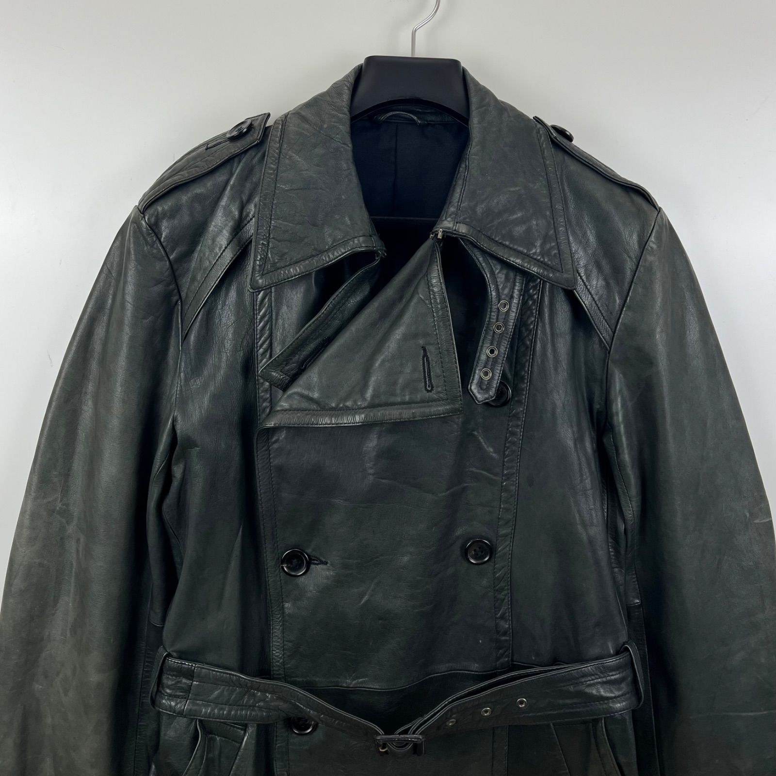 SHELLAC 00s y2k archive Leather trench coat 48 L シェラック レザー