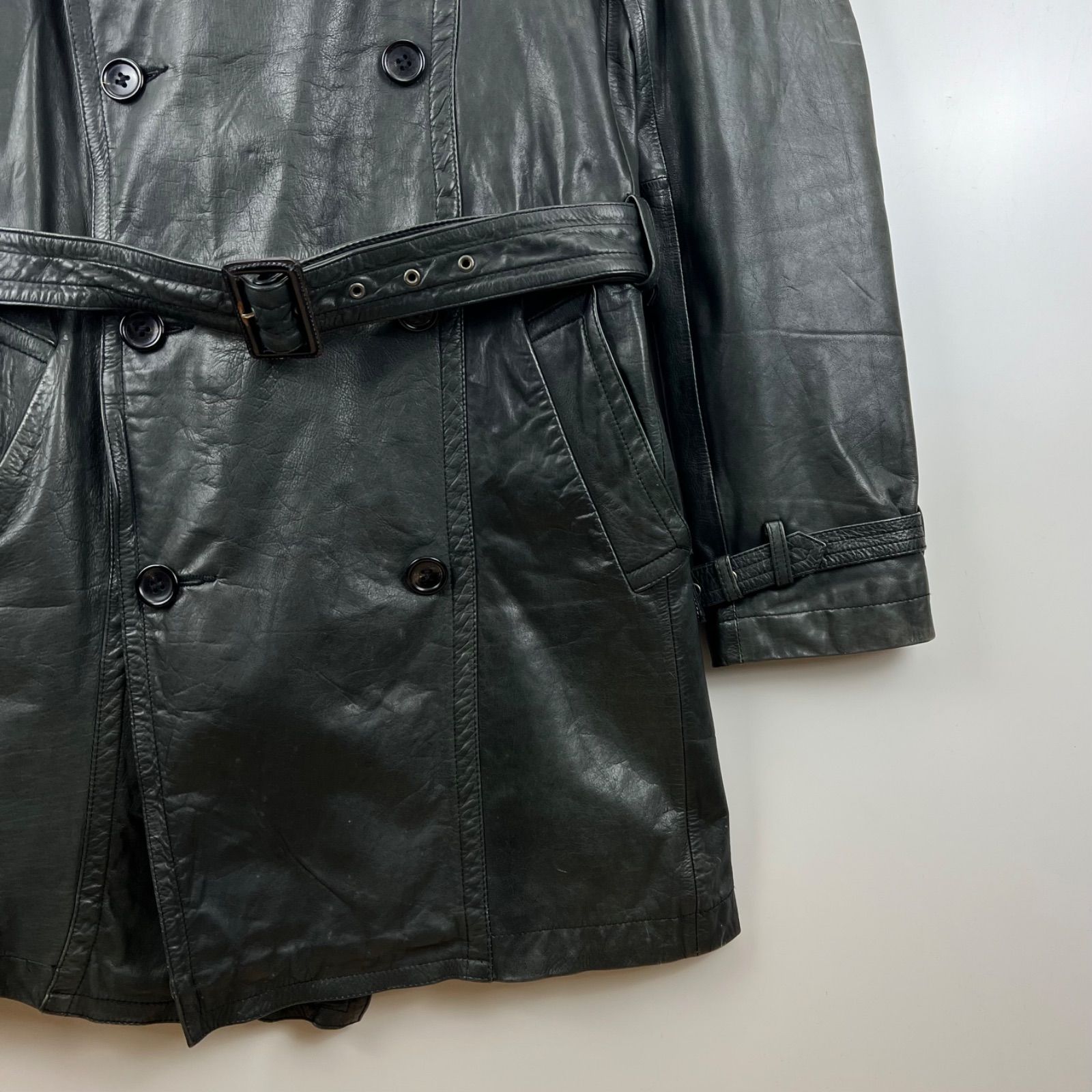 SHELLAC 00s y2k archive Leather trench coat 48 L シェラック レザー