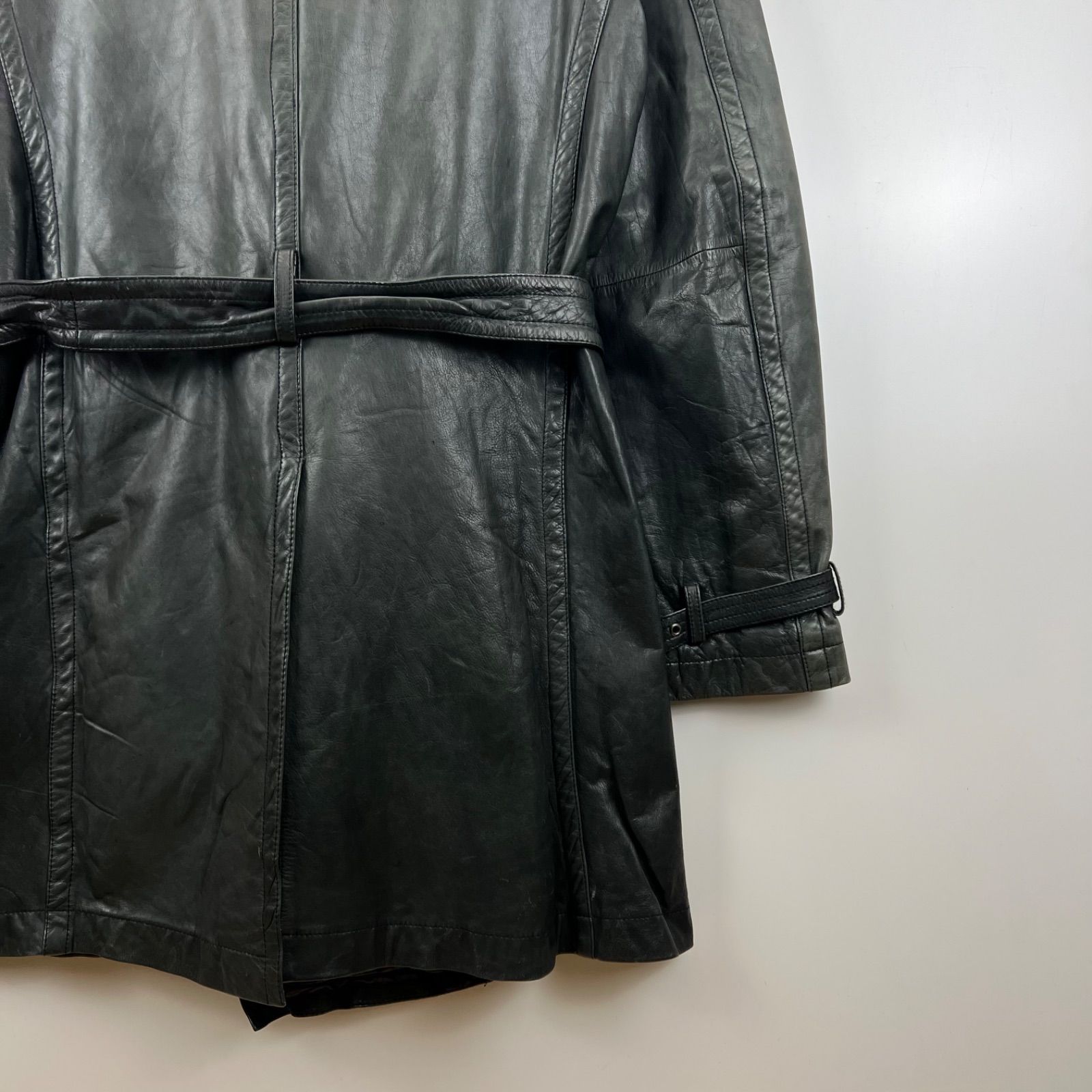 SHELLAC 00s y2k archive Leather trench coat 48 L シェラック レザー