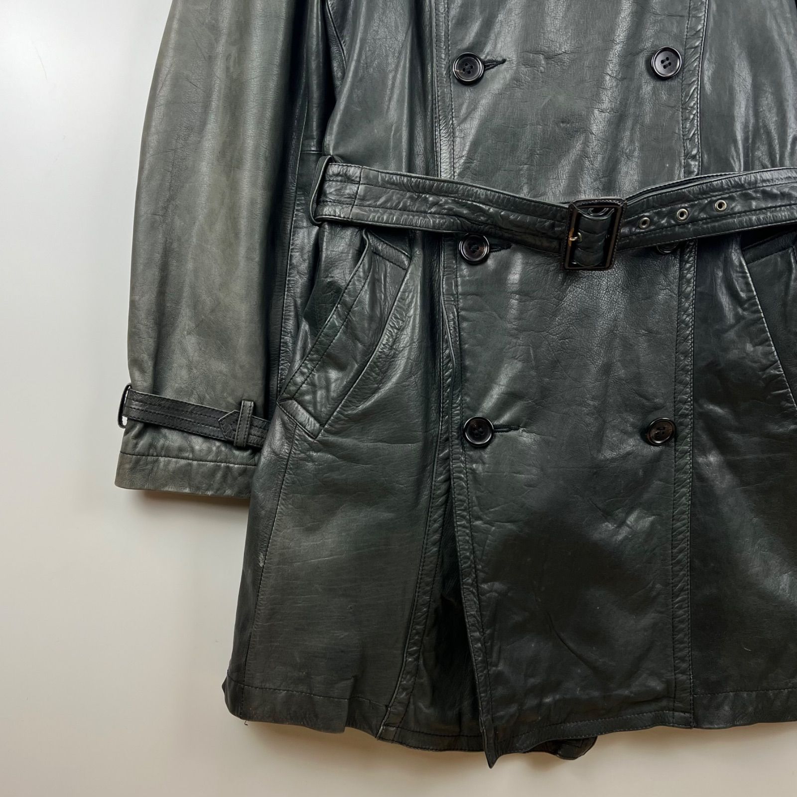 SHELLAC 00s y2k archive Leather trench coat 48 L シェラック レザー