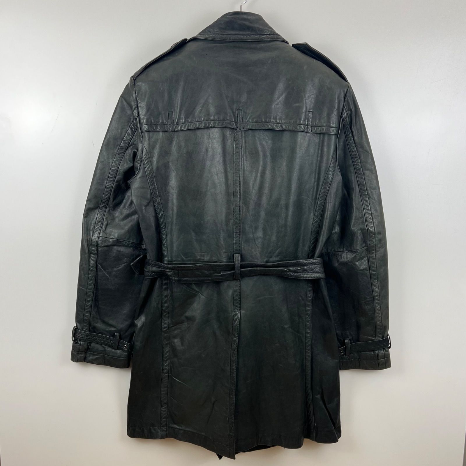 SHELLAC 00s y2k archive Leather trench coat 48 L シェラック レザー