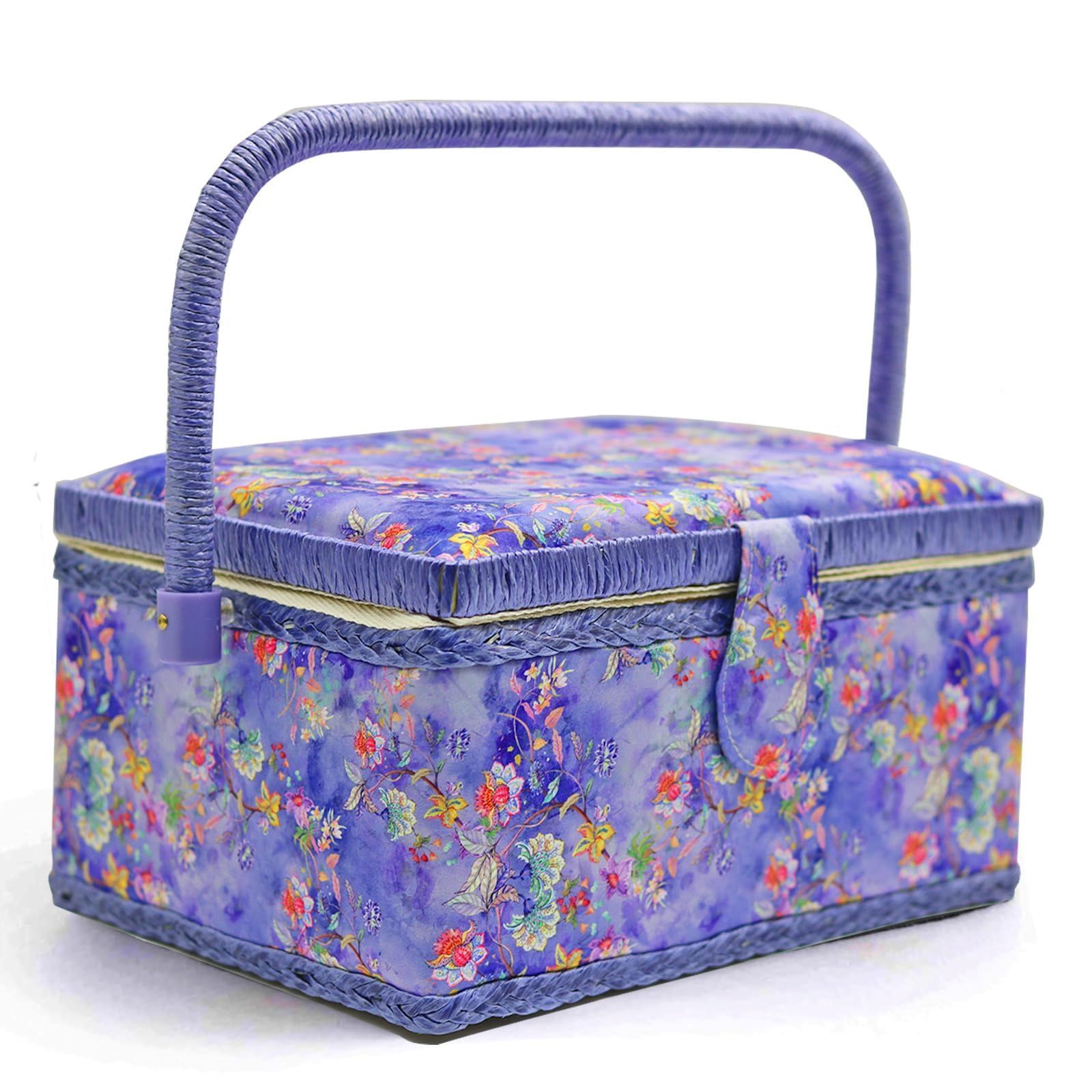 【人気商品】裁縫箱 裁縫セット小物入れ 大容量 ソーイングボックス 二層収納 縫製アクセサリー Du0026D 収納ボックス24*17.5*13cm (青)