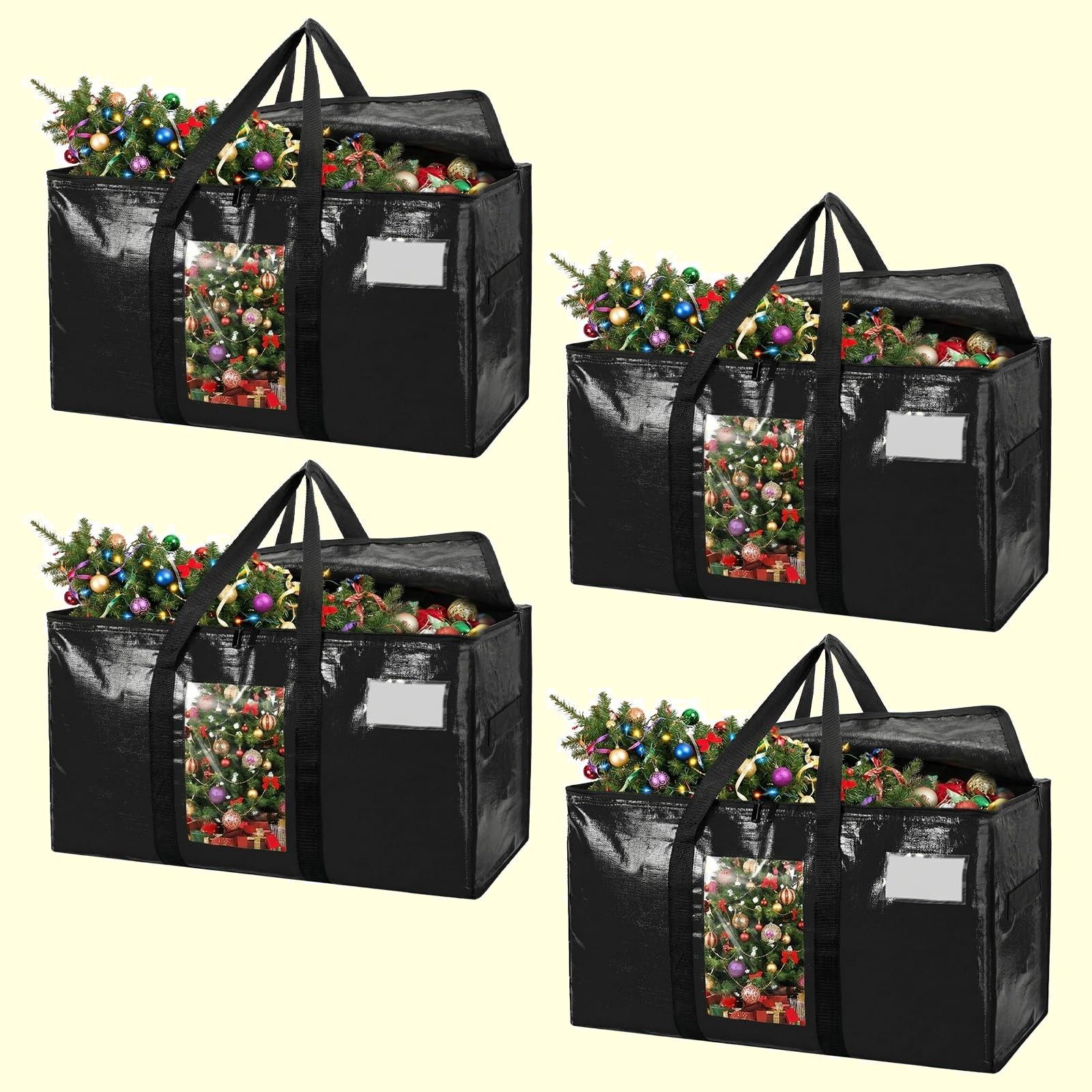 【新着商品】耐荷重 ブラック 旅行 キャンプ 背負える 引っ越し 省スペース カバン 折りたたみ式 4個セット 防塵防水 羽毛布団 洋服 衣装ケース 持ち手付き 透明窓 100L 特大容量 収納ケース 