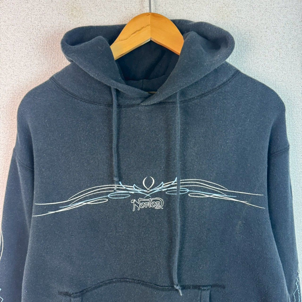 Norton ノートン スウェット パーカー ロゴ刺繍 ブラック Mサイズ