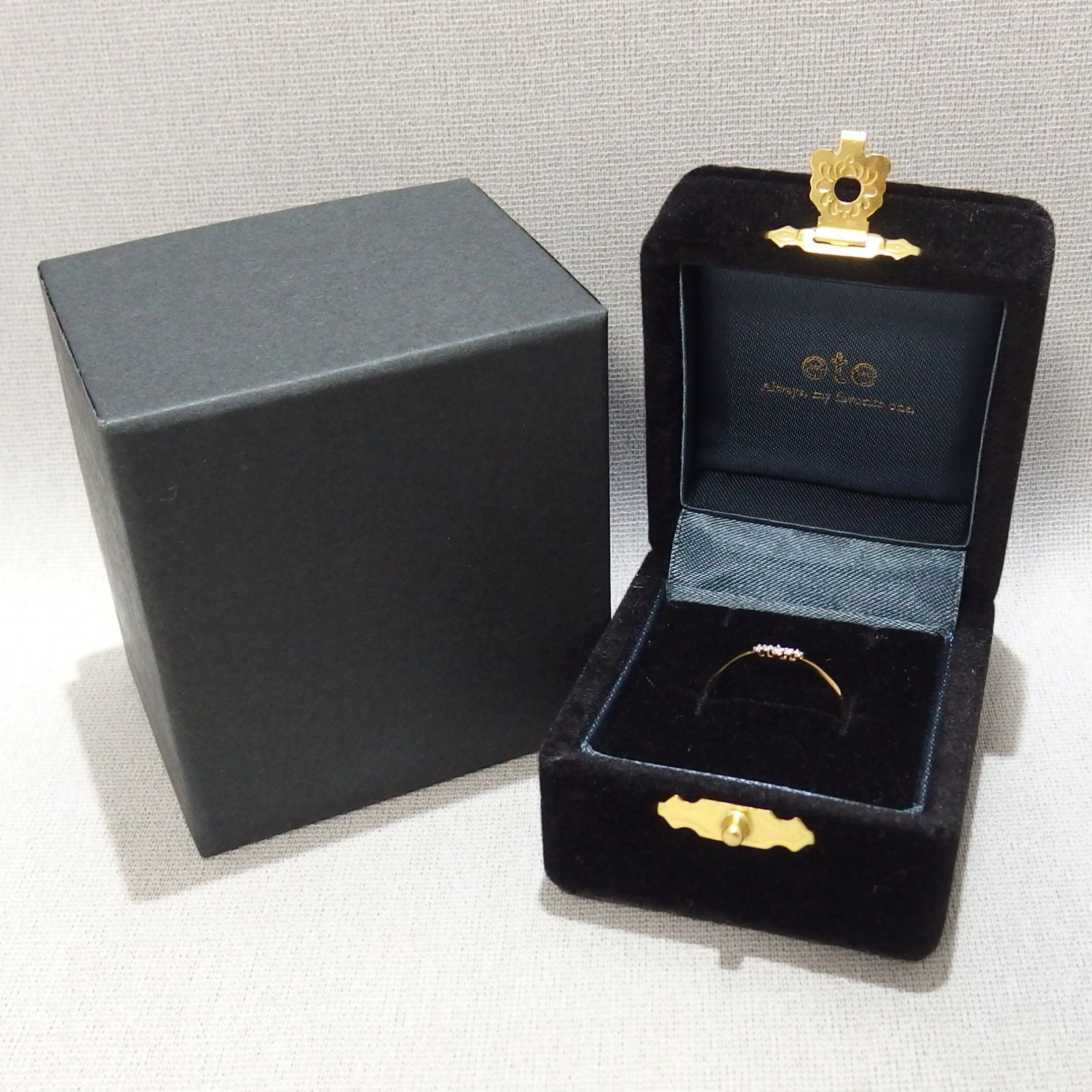 美品☆ete レイヤード ダイヤモンド リング K18 ゴールド ダイヤ 0.01 