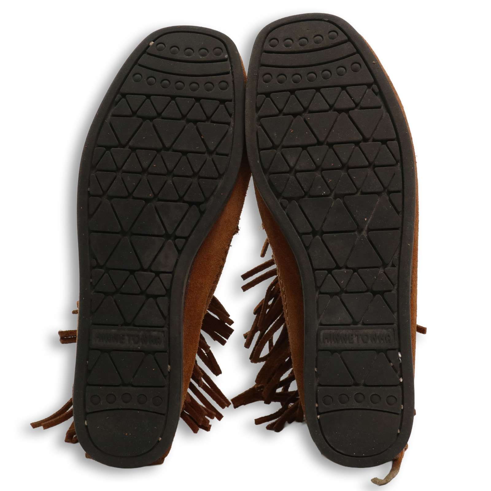 ブラウン スエード モカシン フリンジ付き セレブ御用達ブランド【Minnetonka(ミネトンカ)】のカラーモカシンの