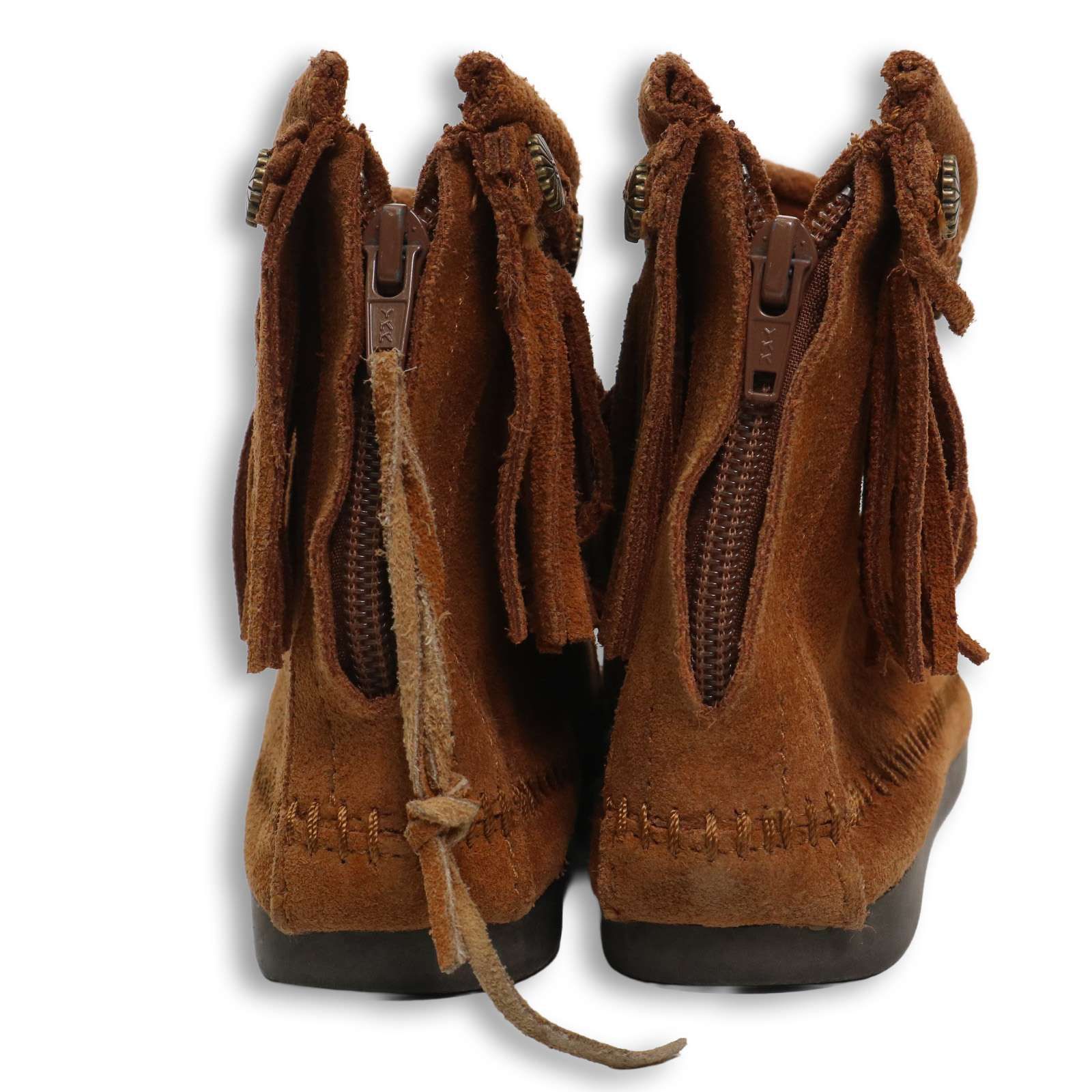 ブラウン スエード モカシン フリンジ付き MINNETONKA ブラウン スエード フリンジ サイズ8 - メルカリ