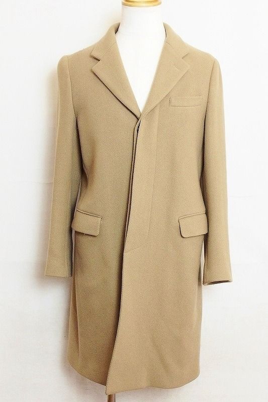 【190741】 URU　ウル　ウール　ロング　チェスターコート　比翼仕立て メンズ  1 ベージュ系