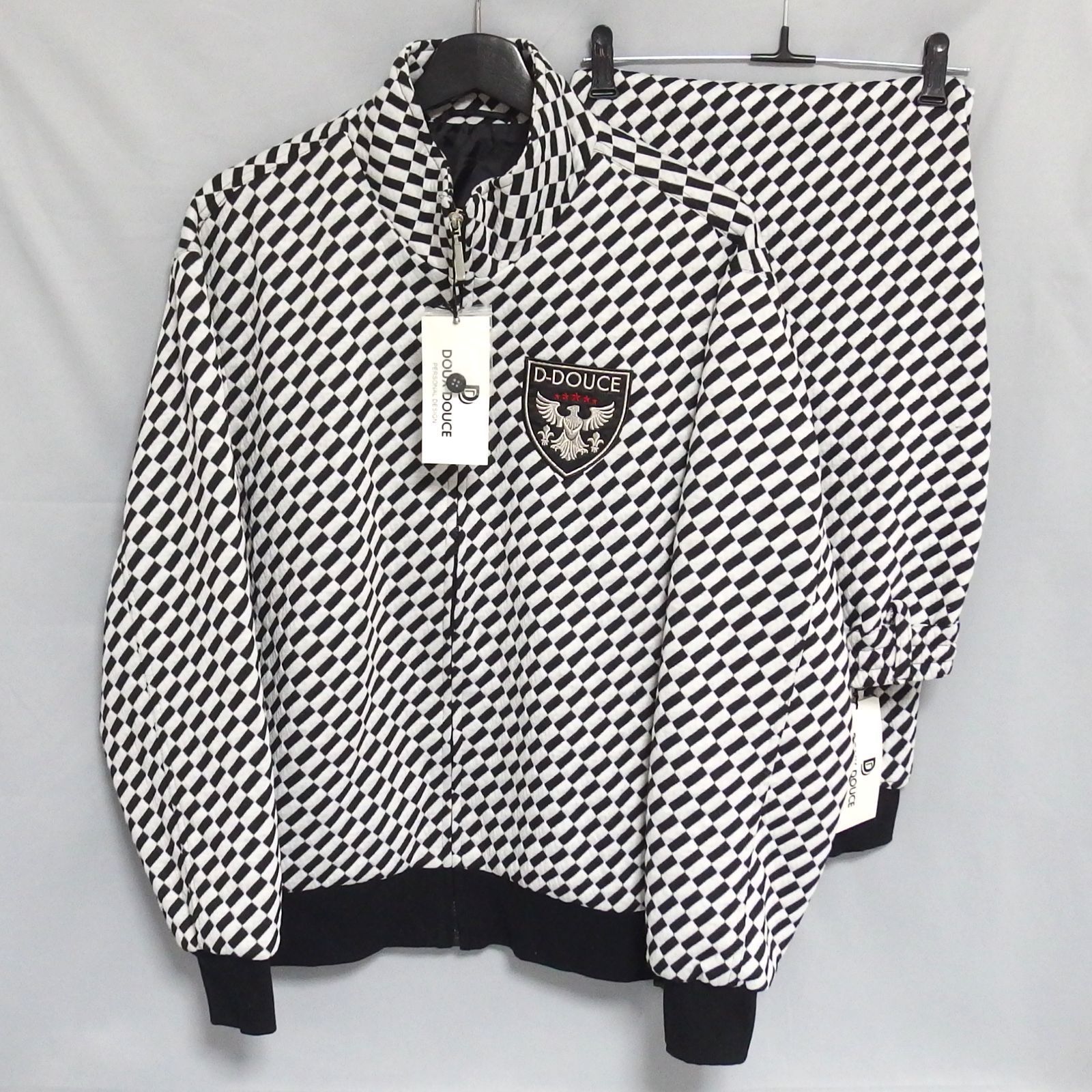 MARK＆LONA2023⭐︎ ハウンドトゥース柄 ジップアップ ⭐︎セット 未使用☆DOUX DOUCE 刺繍 ワッペン セットアップ 752004 Mサイズ 長袖