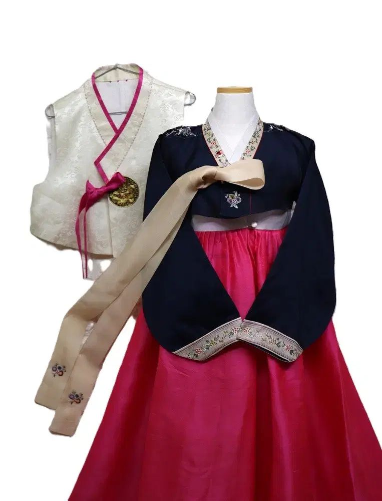 aa468 本絹 刺繍 チマチョゴリ スリーセット /レディース 44-55 /キー