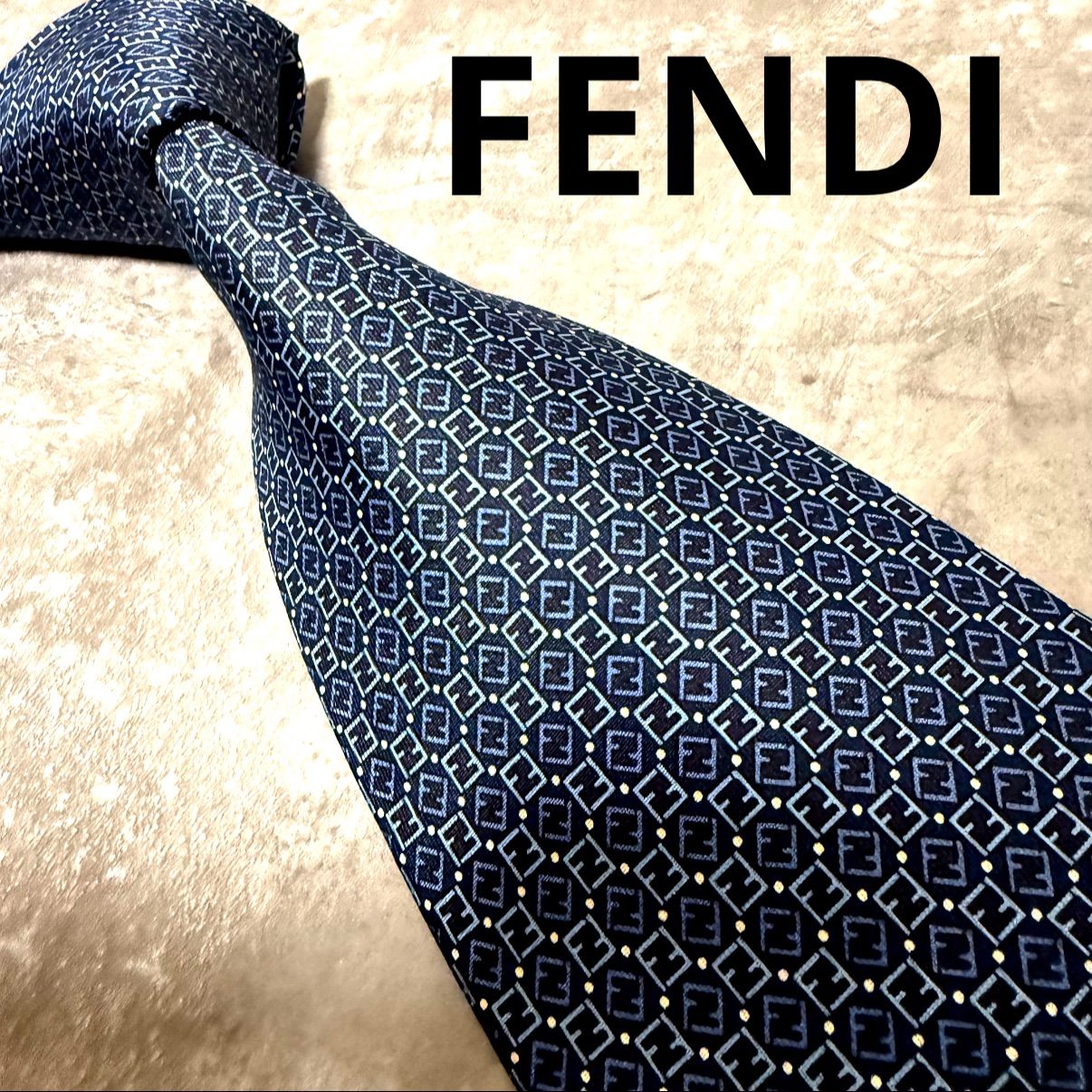 ✨極美品✨】FENDI フェンディ ネクタイ ズッカ FF柄 ネイビー シルク