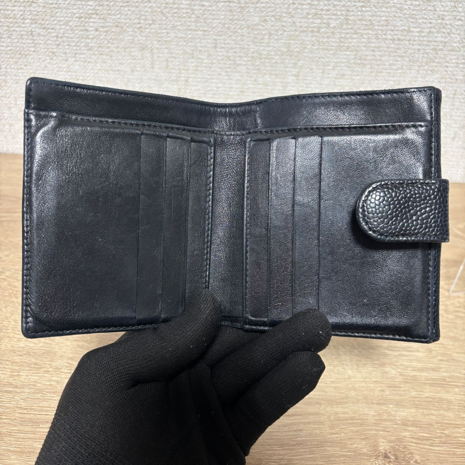 CHANEL シャネル キャビアスキン ココマーク 折り財布 コンパクト
