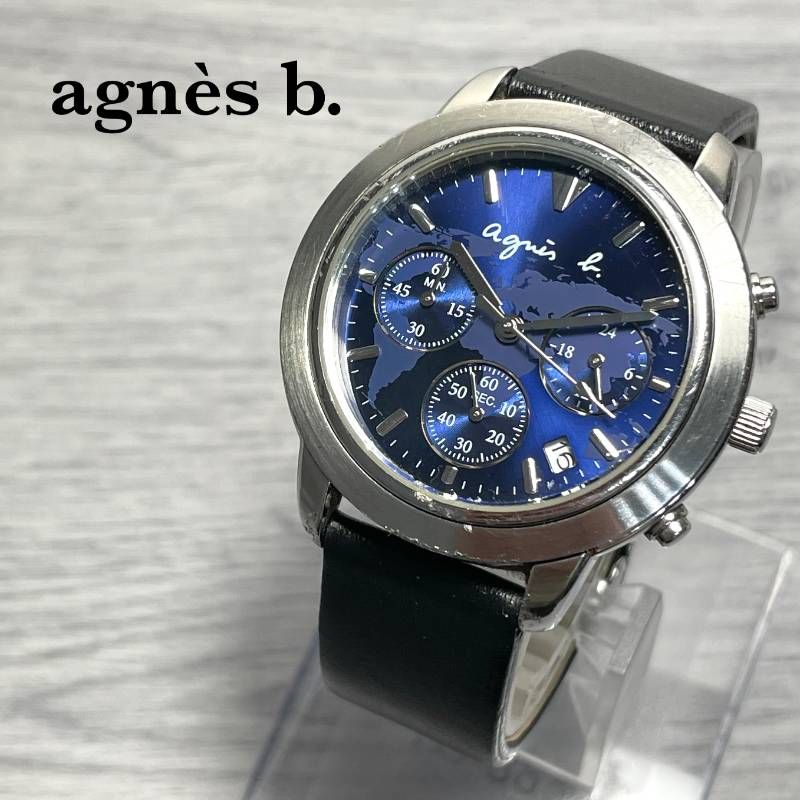 agnès b. アニエスベー レディース クロノグラフ腕時計 ネイビー文字盤