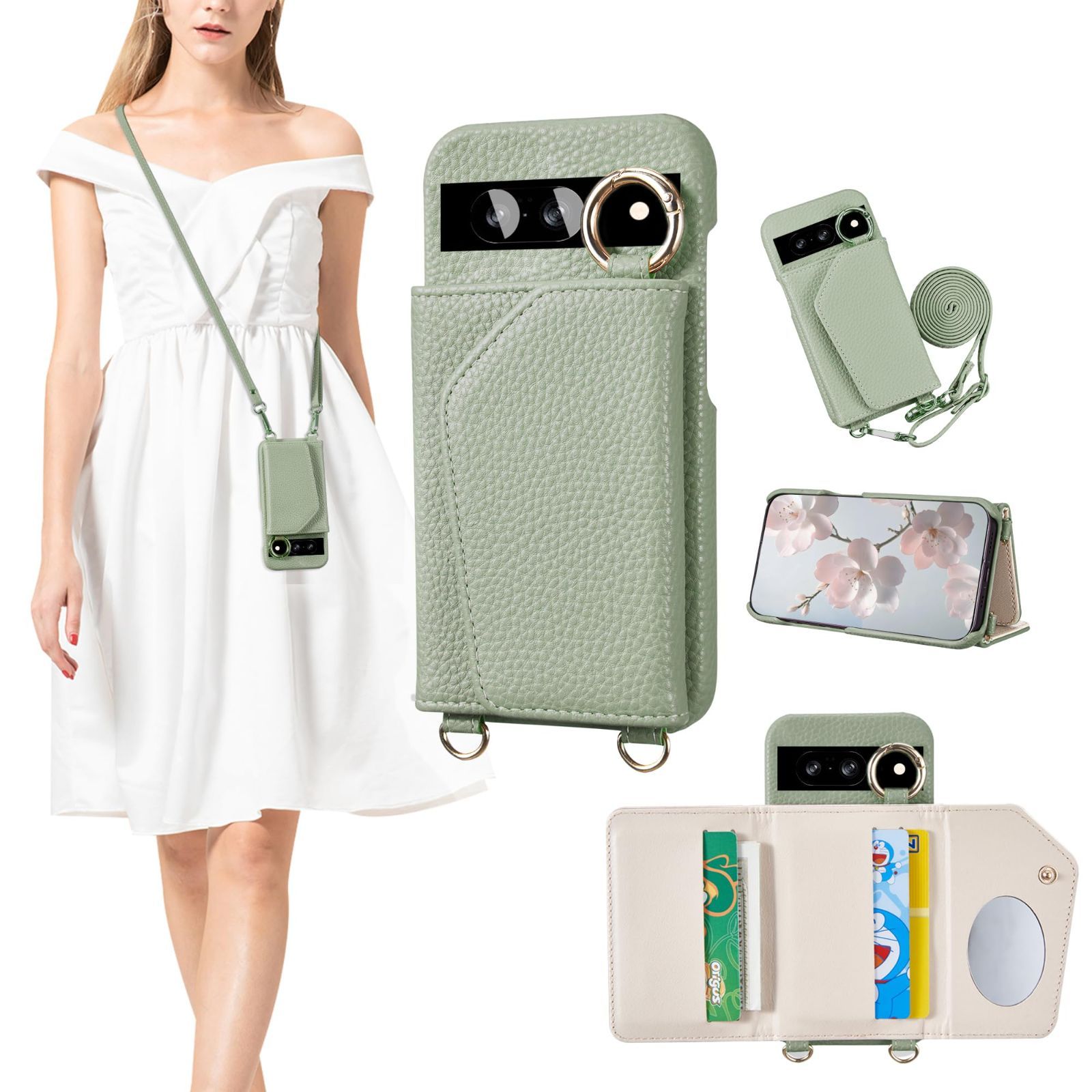 【数量限定】化粧鏡付き 耐衝撃 調節可能なショルダーストラップ 肩掛け 背面ICカード収納 ケース ケース ケース googleピクセル8a 手帳型 かわいい 手帳型 手帳型 手帳型 グーグルピクセル8a 