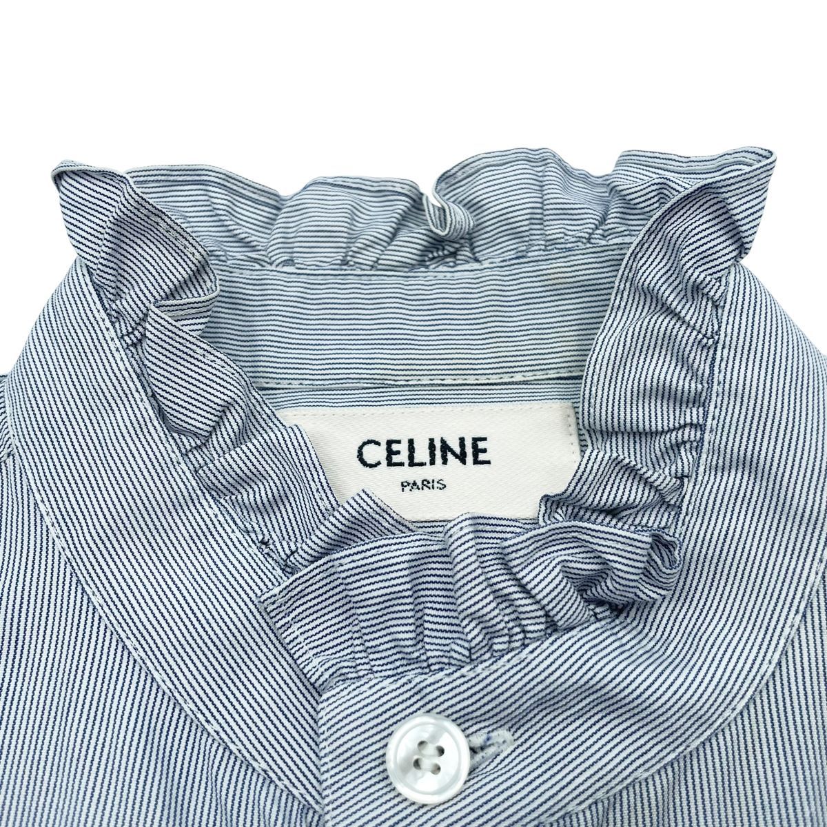 【中古】CELINE セリーヌ ストライプ ブラウス 20ZX3034F シャツ・ブラウス カジュアル サイズ34 ブルー 25015168 RD 中古】CELINE セリーヌ ストライプ ブラウス 20ZX3034F シャツ